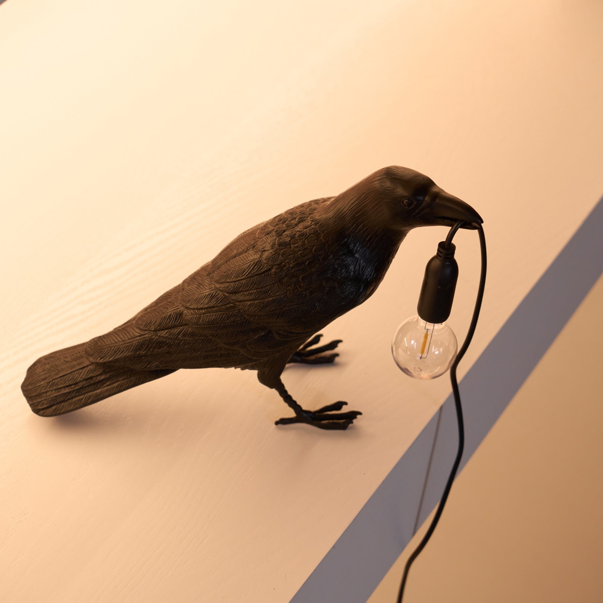 Boreas Raven Table Lamp | Detailed Resin Design, Modern Black Finish