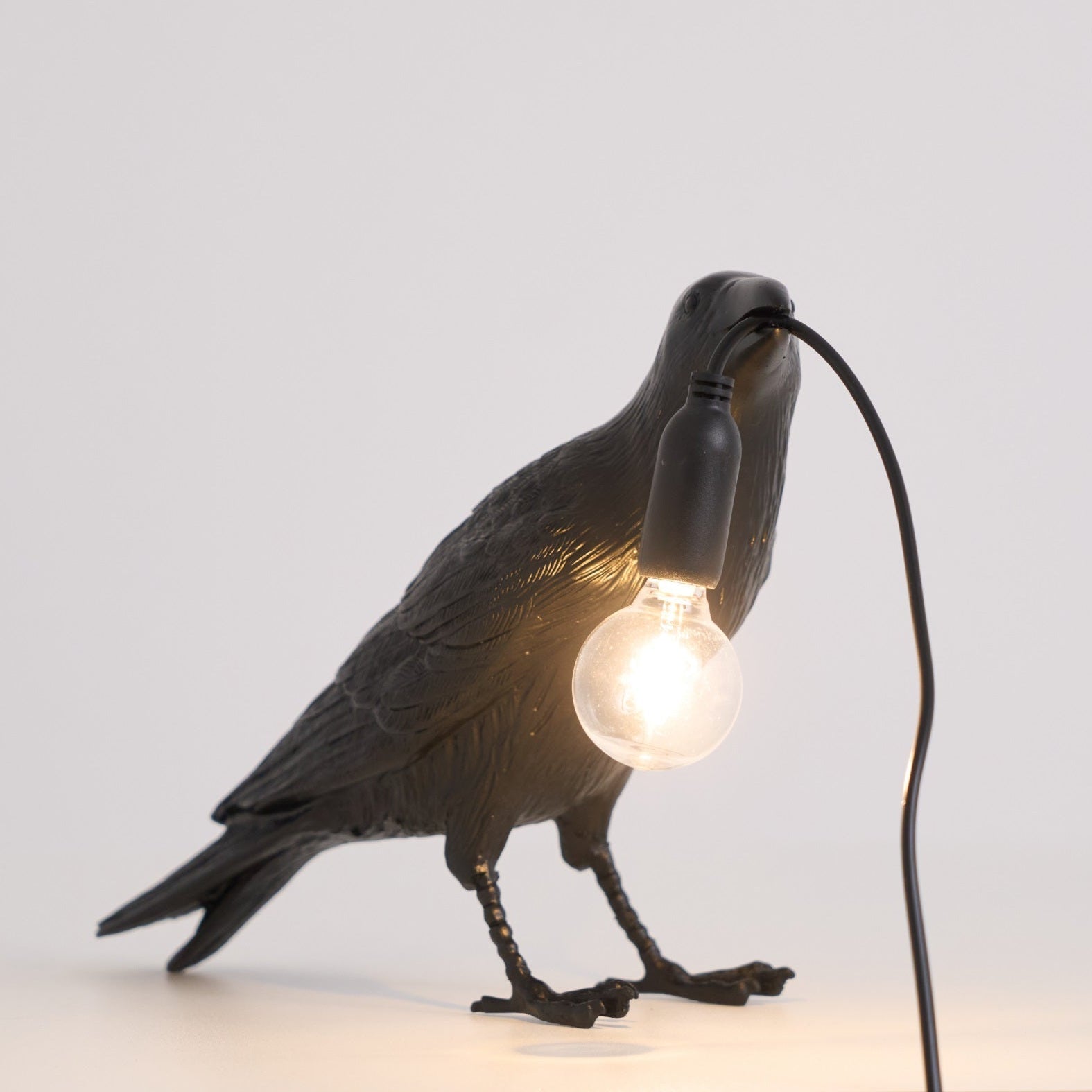 Boreas Raven Table Lamp | Detailed Resin Design, Modern Black Finish