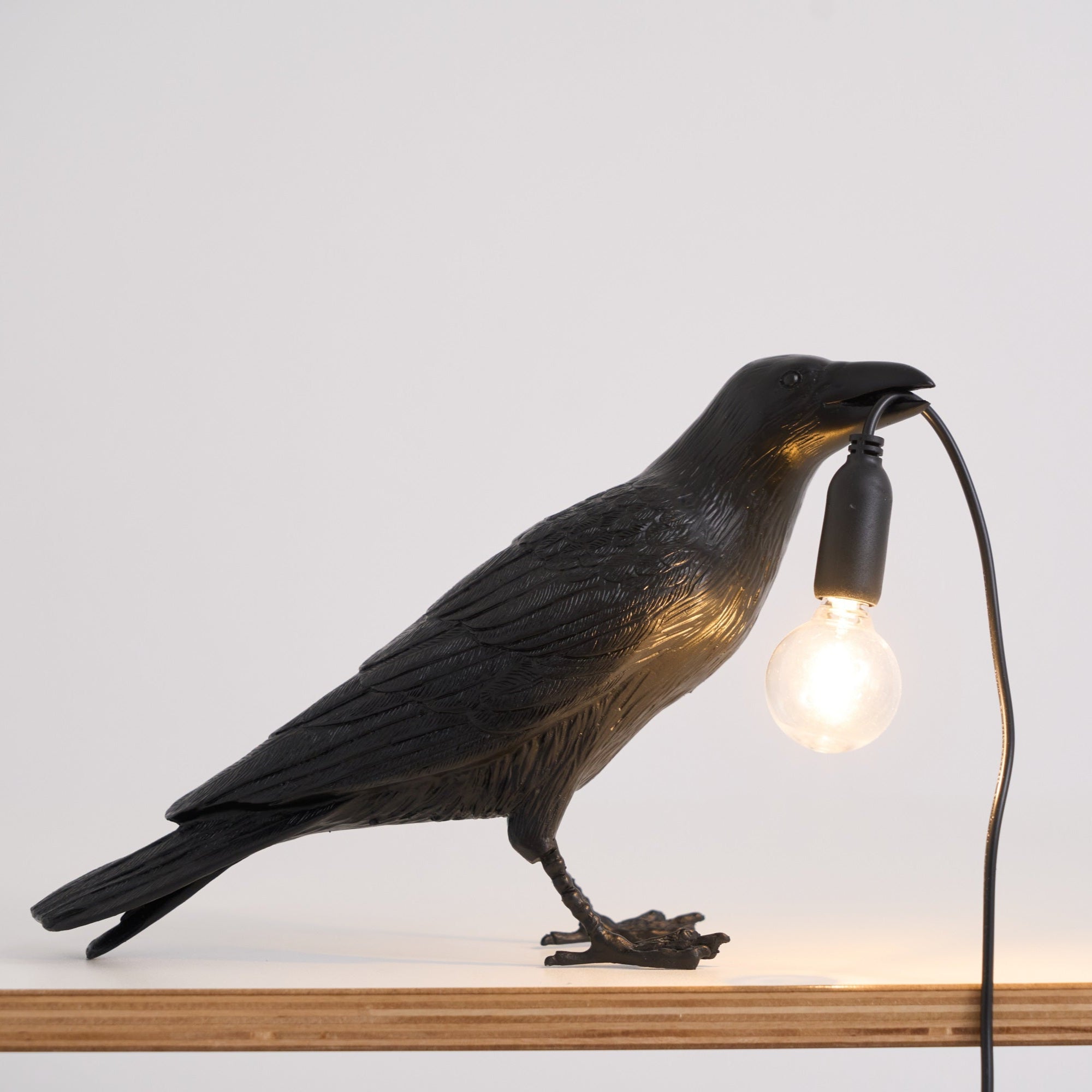 Boreas Raven Table Lamp | Detailed Resin Design, Modern Black Finish