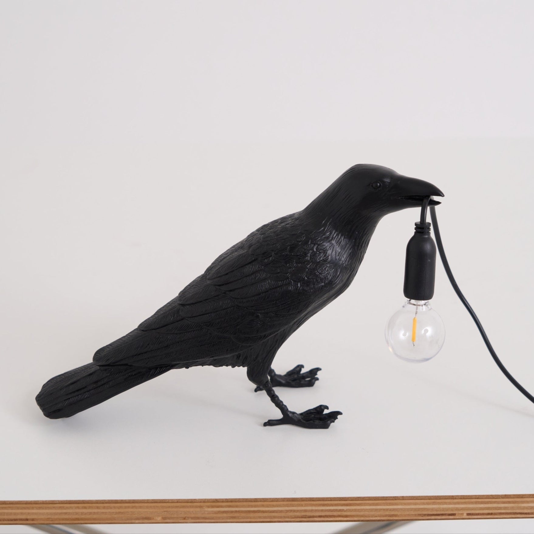 Boreas Raven Table Lamp | Detailed Resin Design, Modern Black Finish