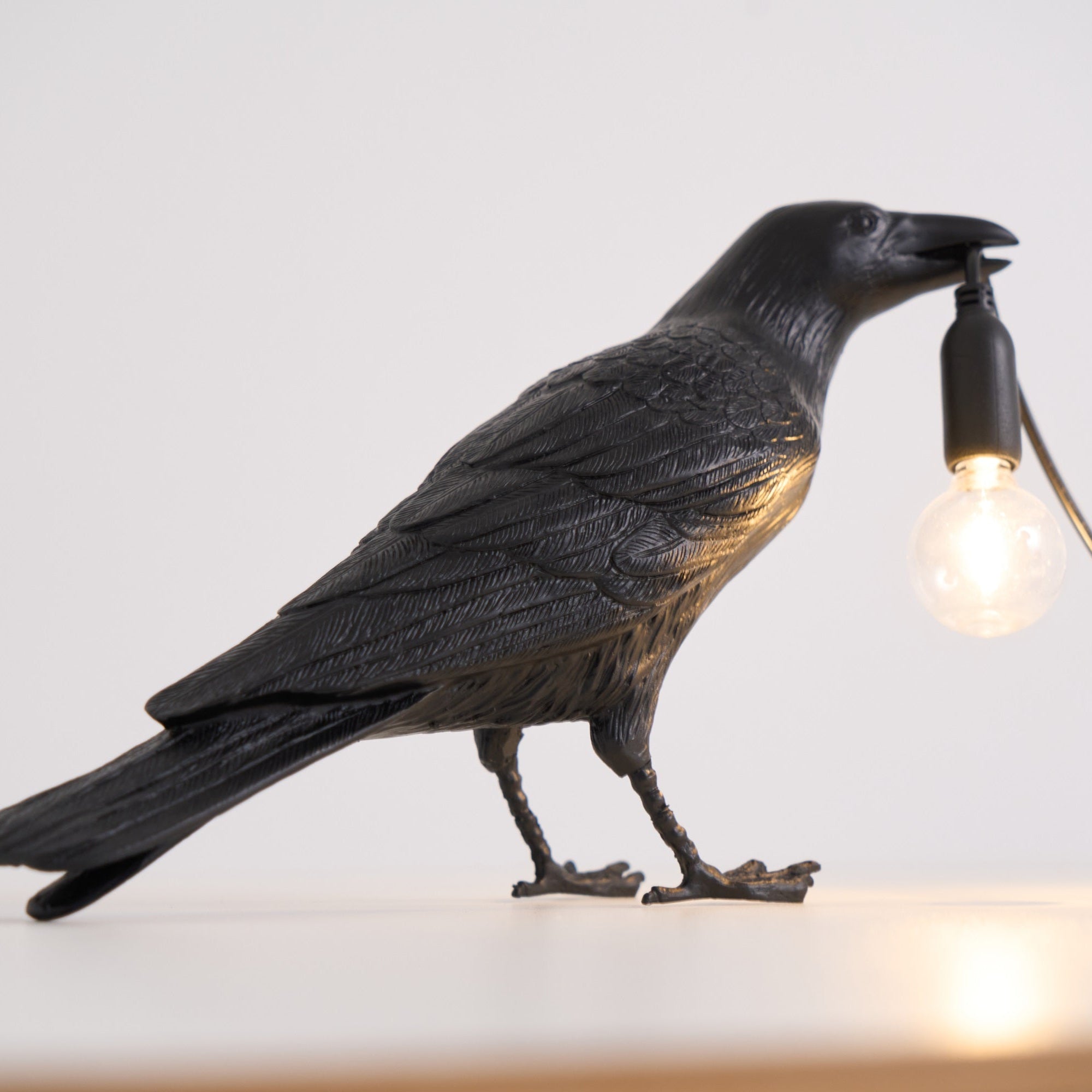 Boreas Raven Table Lamp | Detailed Resin Design, Modern Black Finish