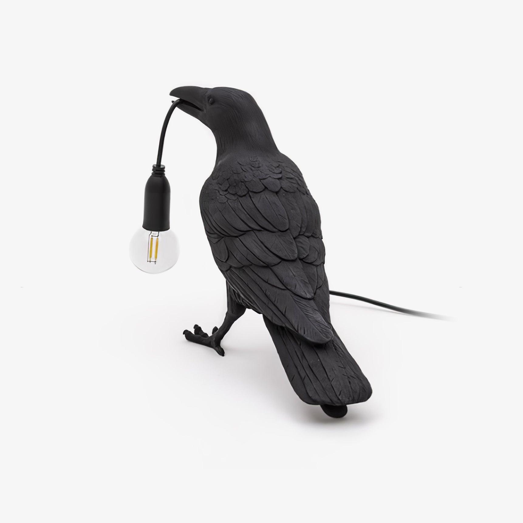 Boreas Raven Table Lamp | Detailed Resin Design, Modern Black Finish
