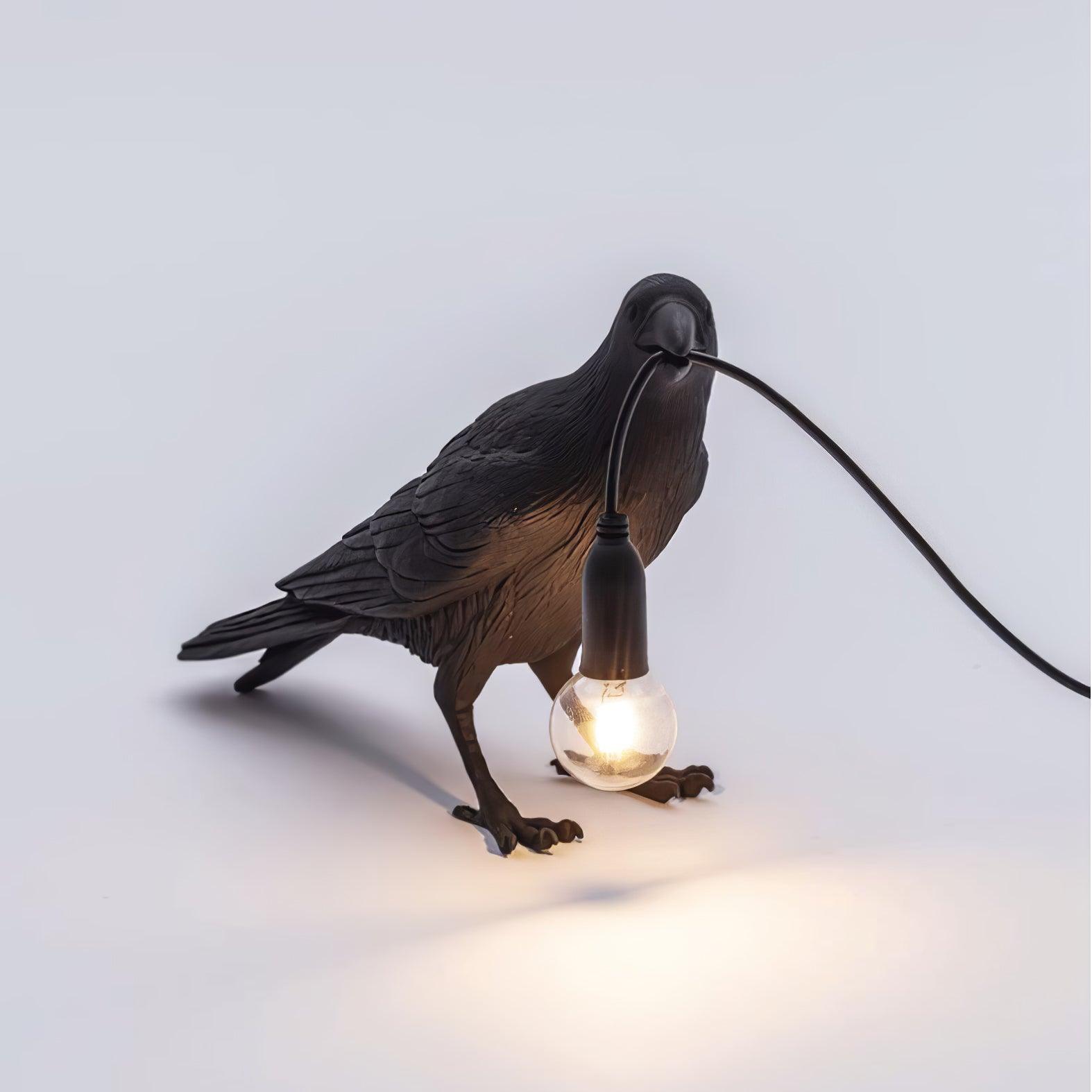 Boreas Raven Table Lamp | Detailed Resin Design, Modern Black Finish