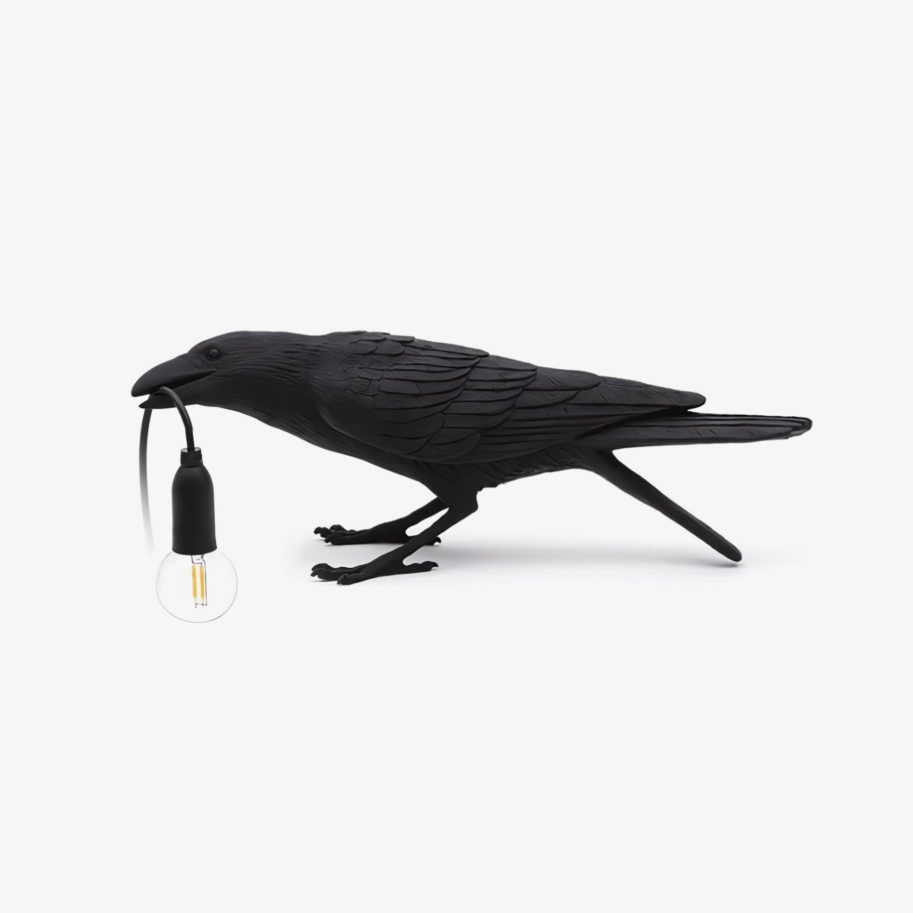 Boreas Raven Table Lamp | Detailed Resin Design, Modern Black Finish