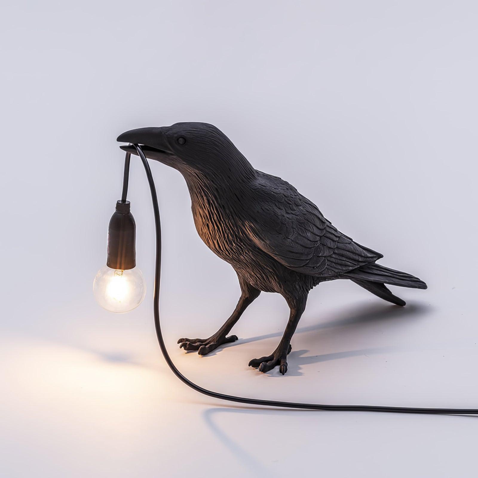 Boreas Raven Table Lamp | Detailed Resin Design, Modern Black Finish