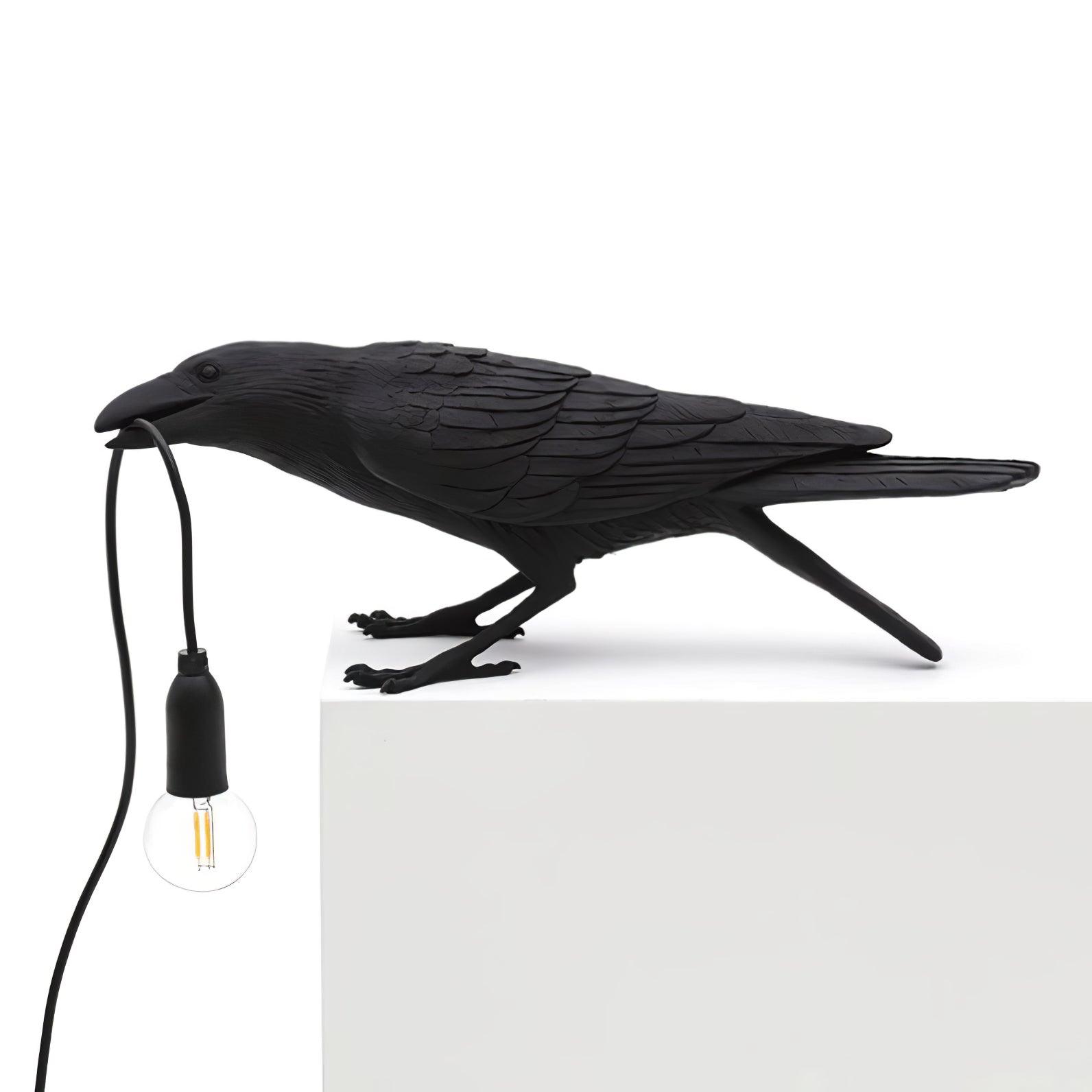 Boreas Raven Table Lamp | Detailed Resin Design, Modern Black Finish