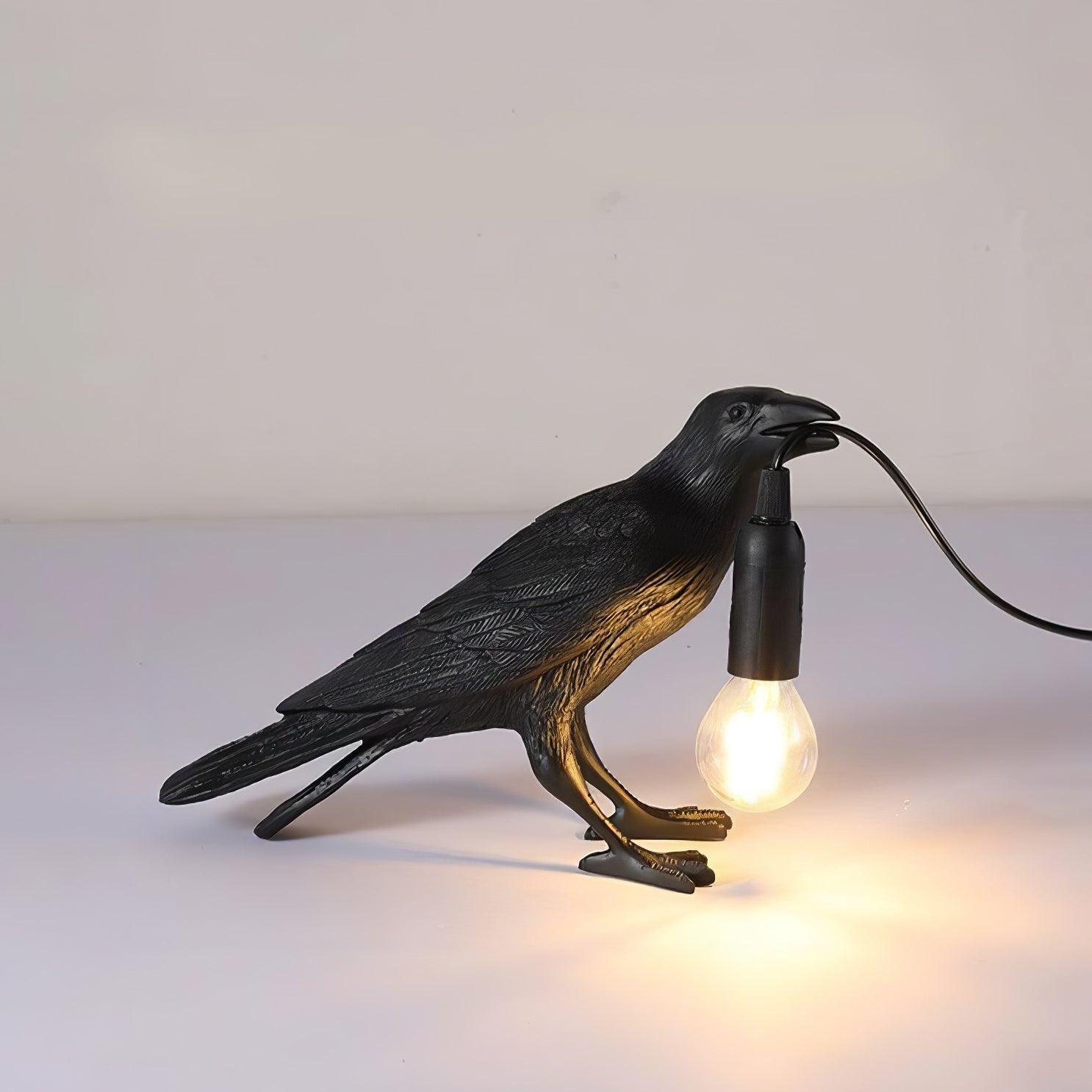 Boreas Raven Table Lamp | Detailed Resin Design, Modern Black Finish