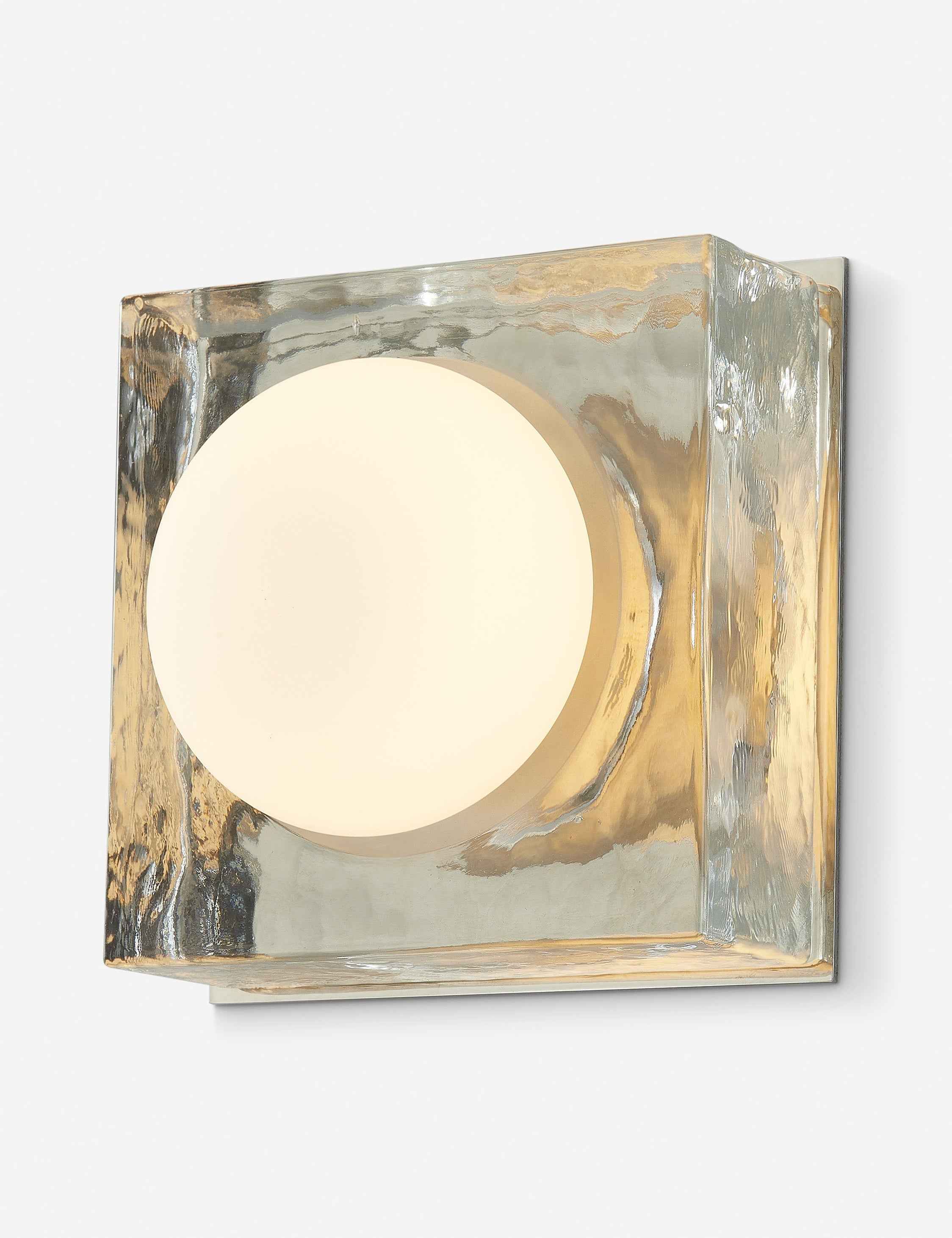 Riva Square Sconce | Opal Globe in Cast Glass Cube