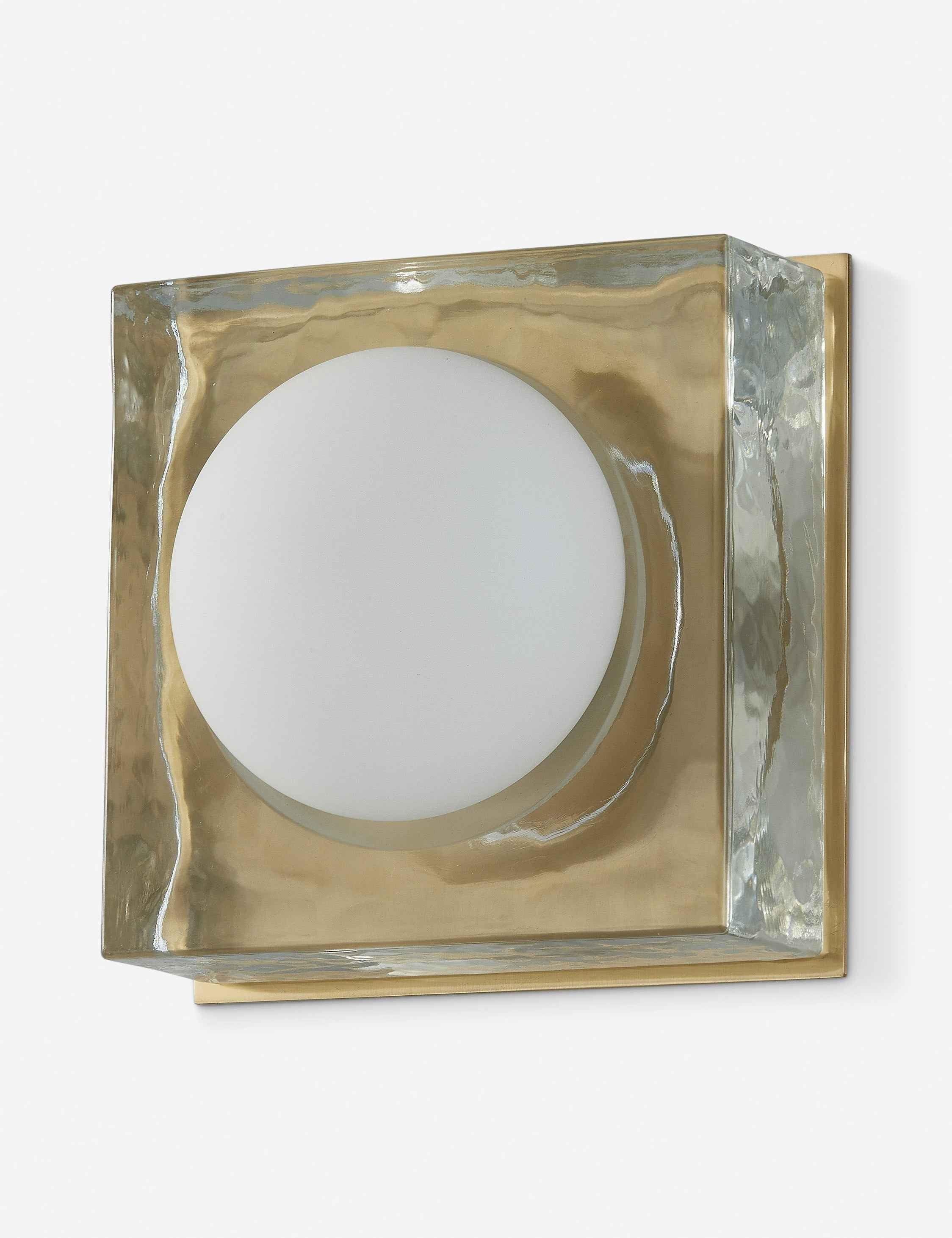 Riva Square Sconce | Opal Globe in Cast Glass Cube