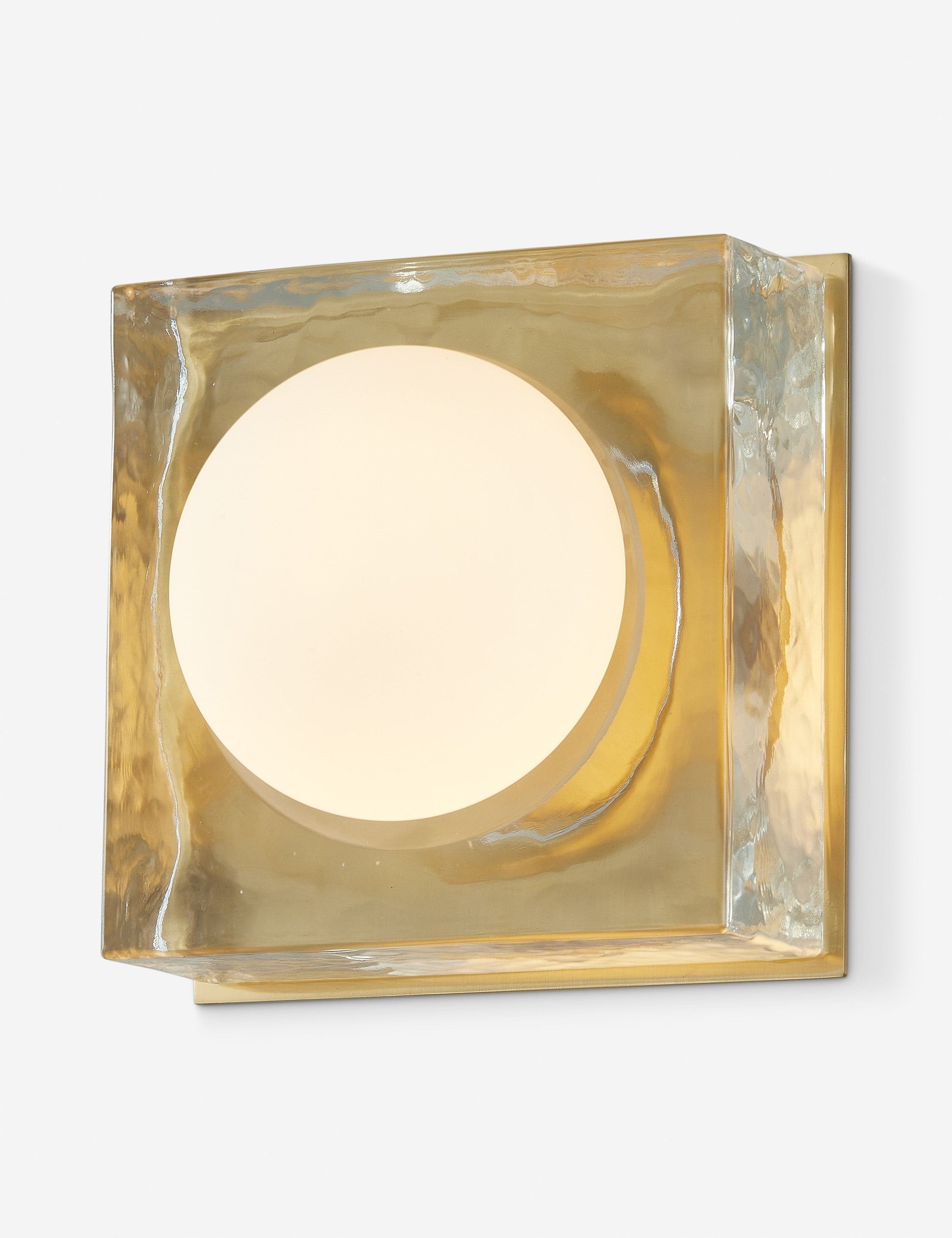 Riva Square Sconce | Opal Globe in Cast Glass Cube