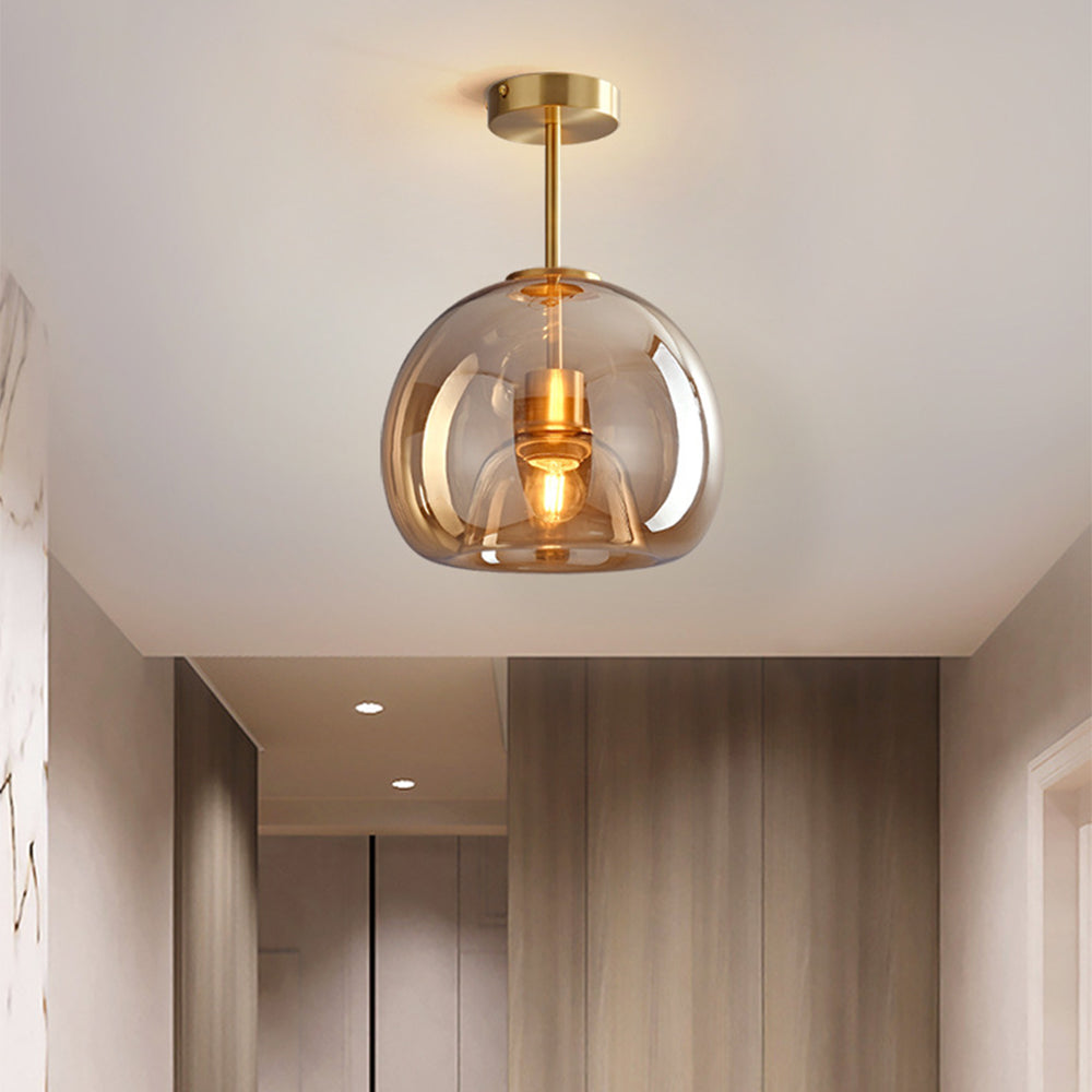 Bela Ceiling Light | Vintage Amber Bubble Glass Shade