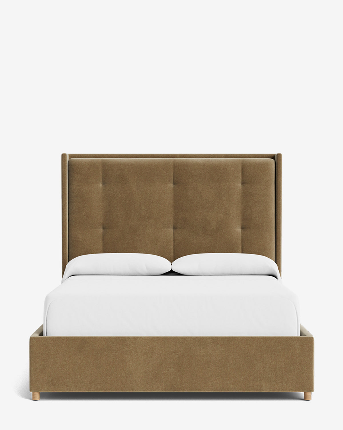 Ria Upholstered Bed  Tufted Headboard, Customizable Fabrics