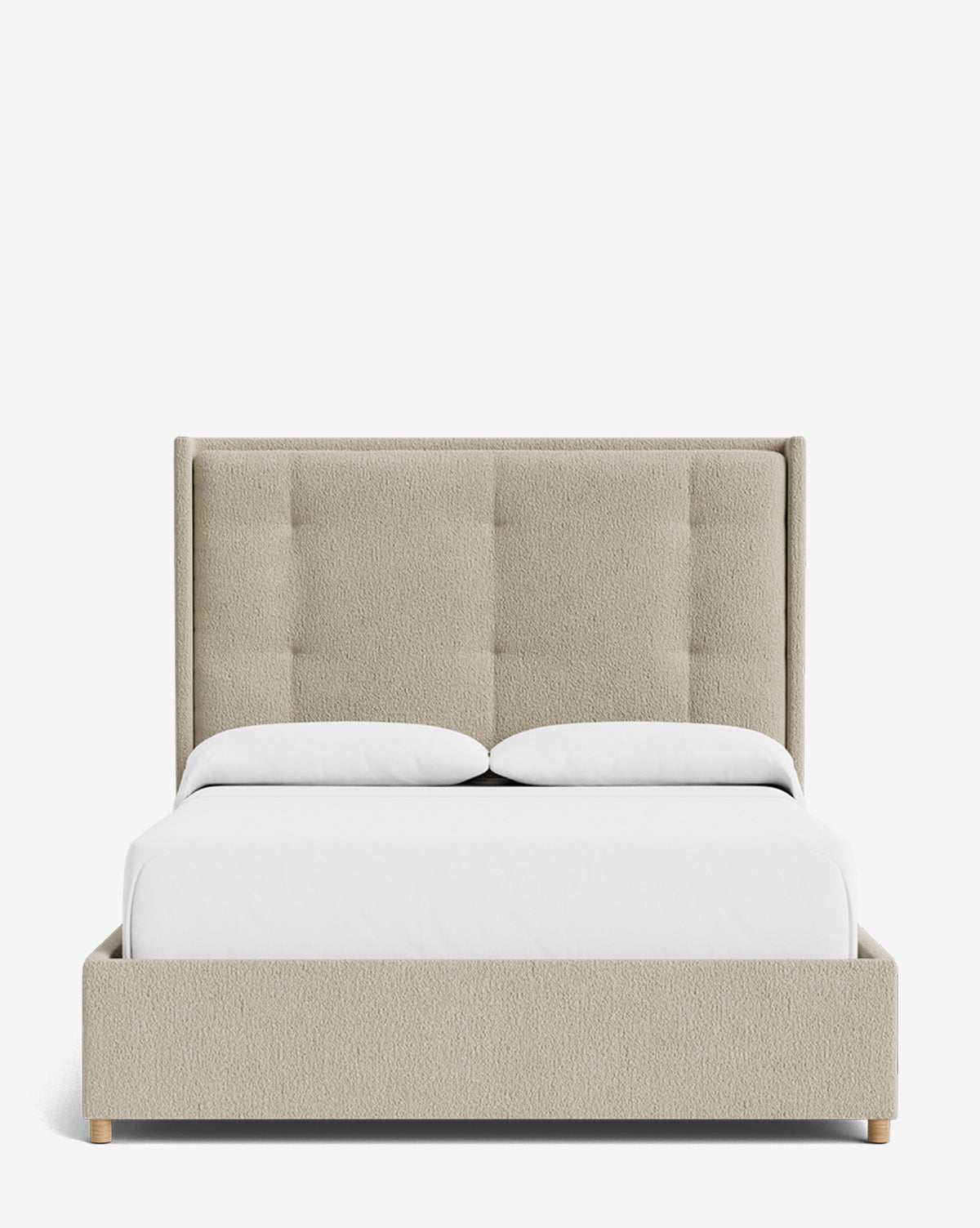 Ria Upholstered Bed  Tufted Headboard, Customizable Fabrics