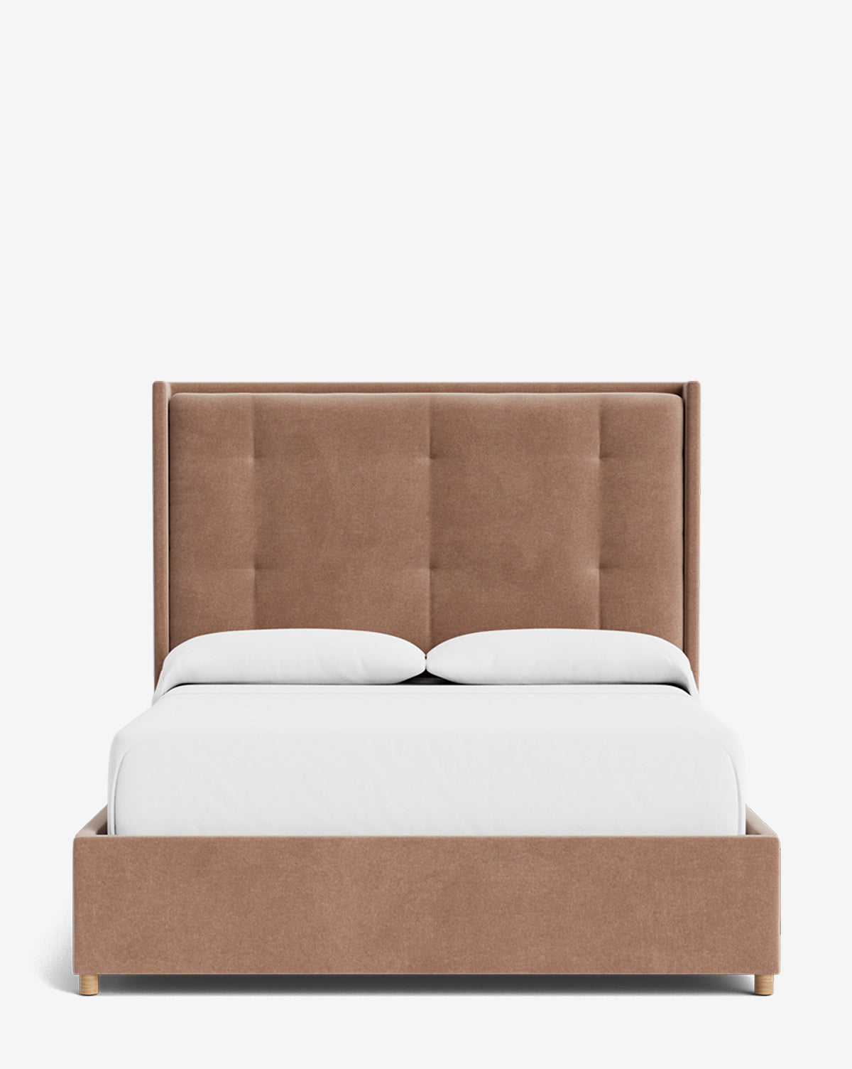 Ria Upholstered Bed  Tufted Headboard, Customizable Fabrics