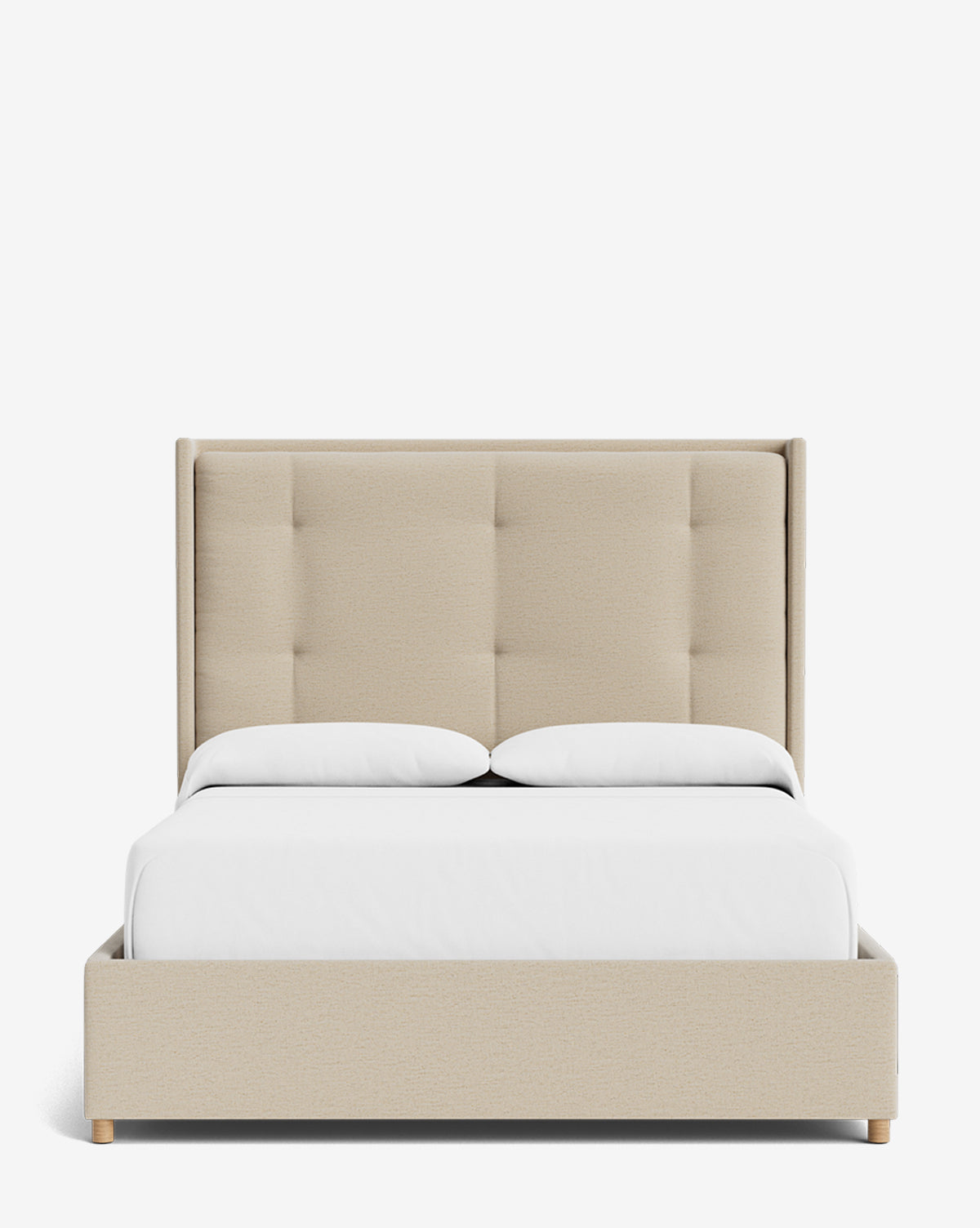 Ria Upholstered Bed  Tufted Headboard, Customizable Fabrics