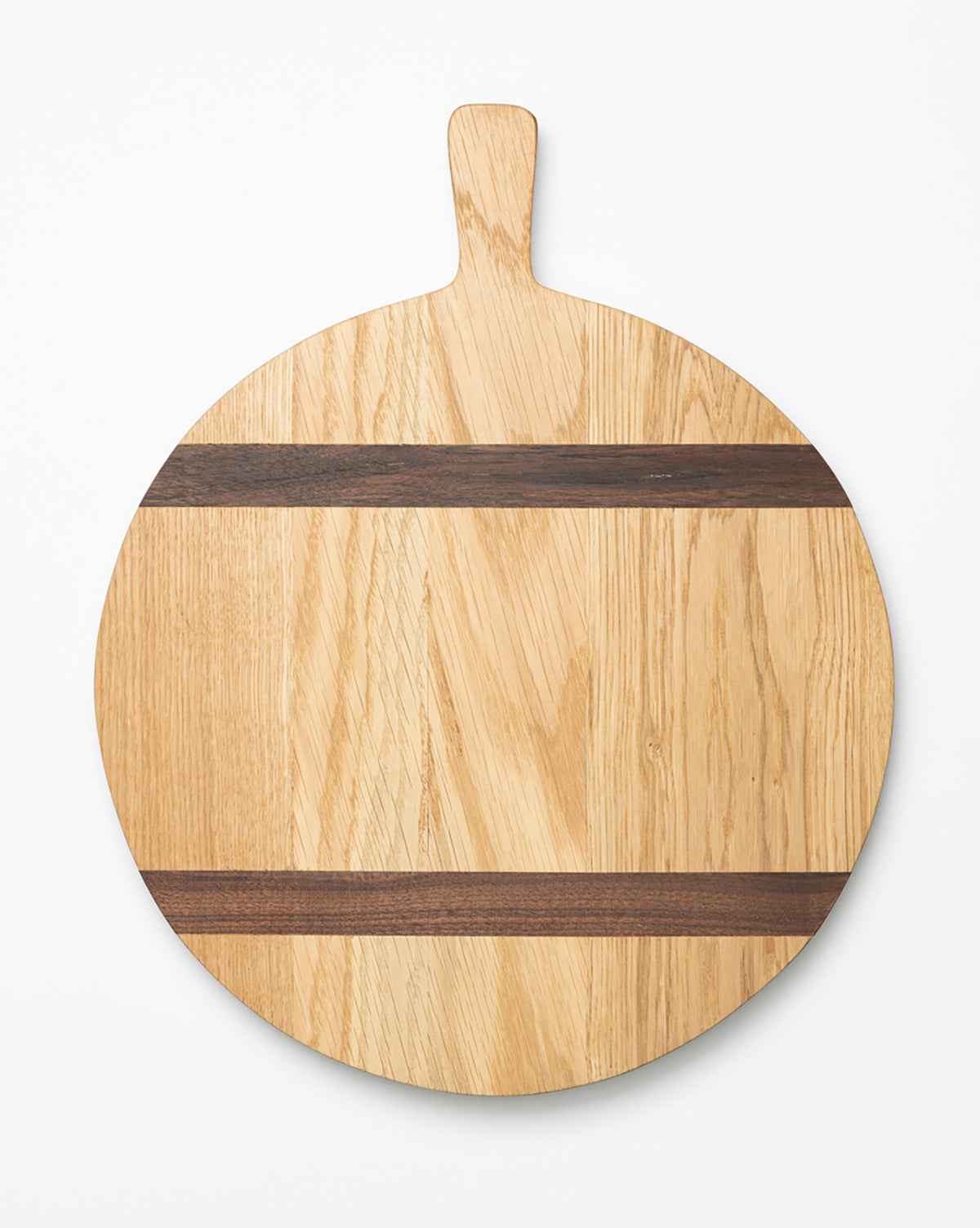 Bela Round Oak Bread Board  Natural Finish, Walnut Stripes