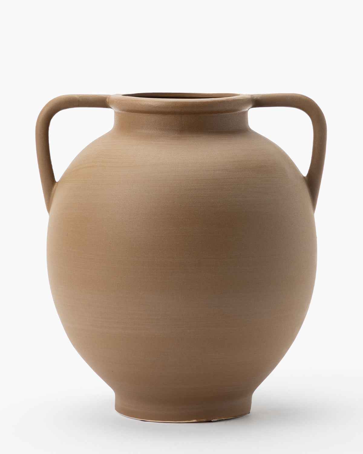 Bello Rounded Dual Handled Vase  Soft Brown Finish