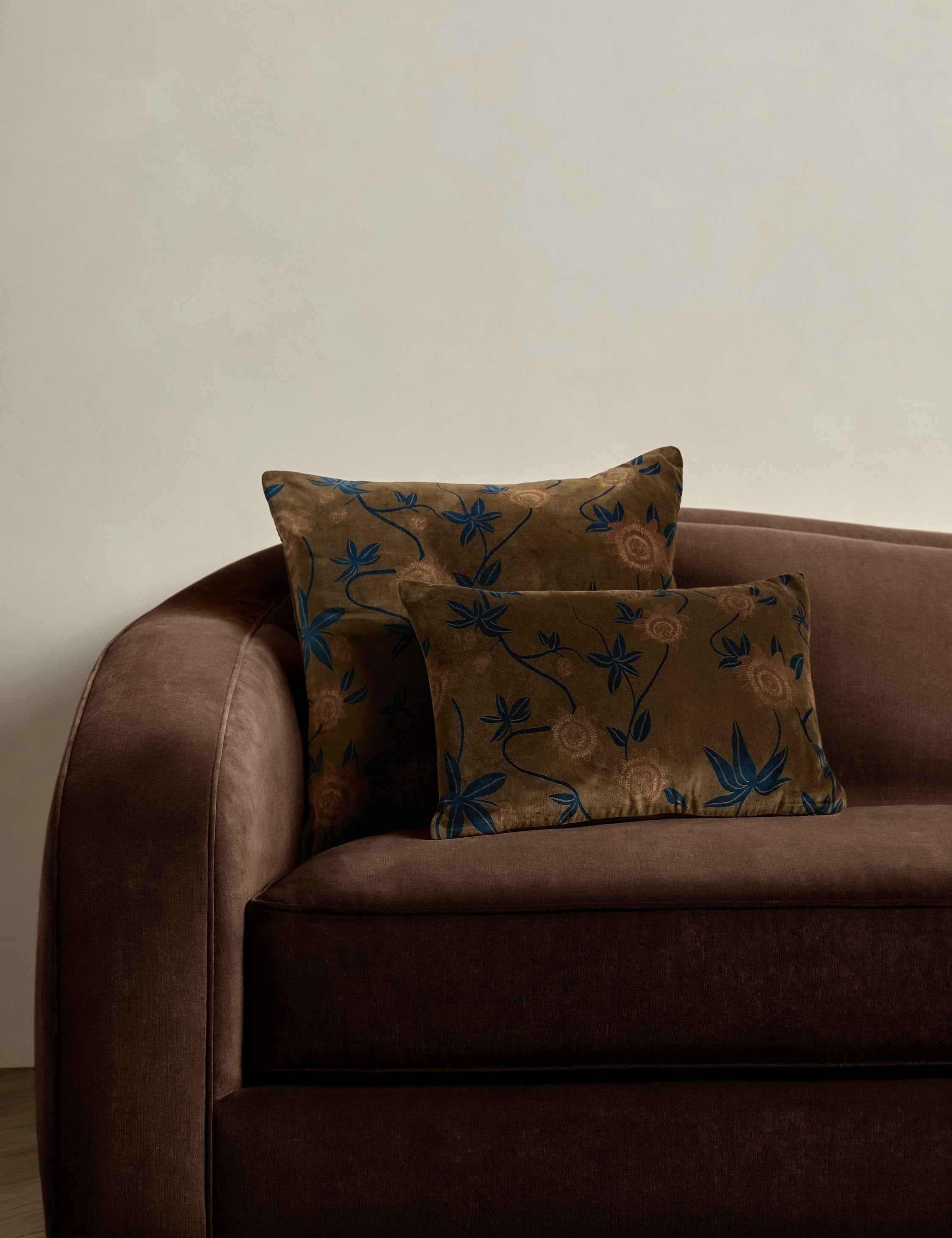 Riva Velvet Pillow | Floral Print, Rich Palette