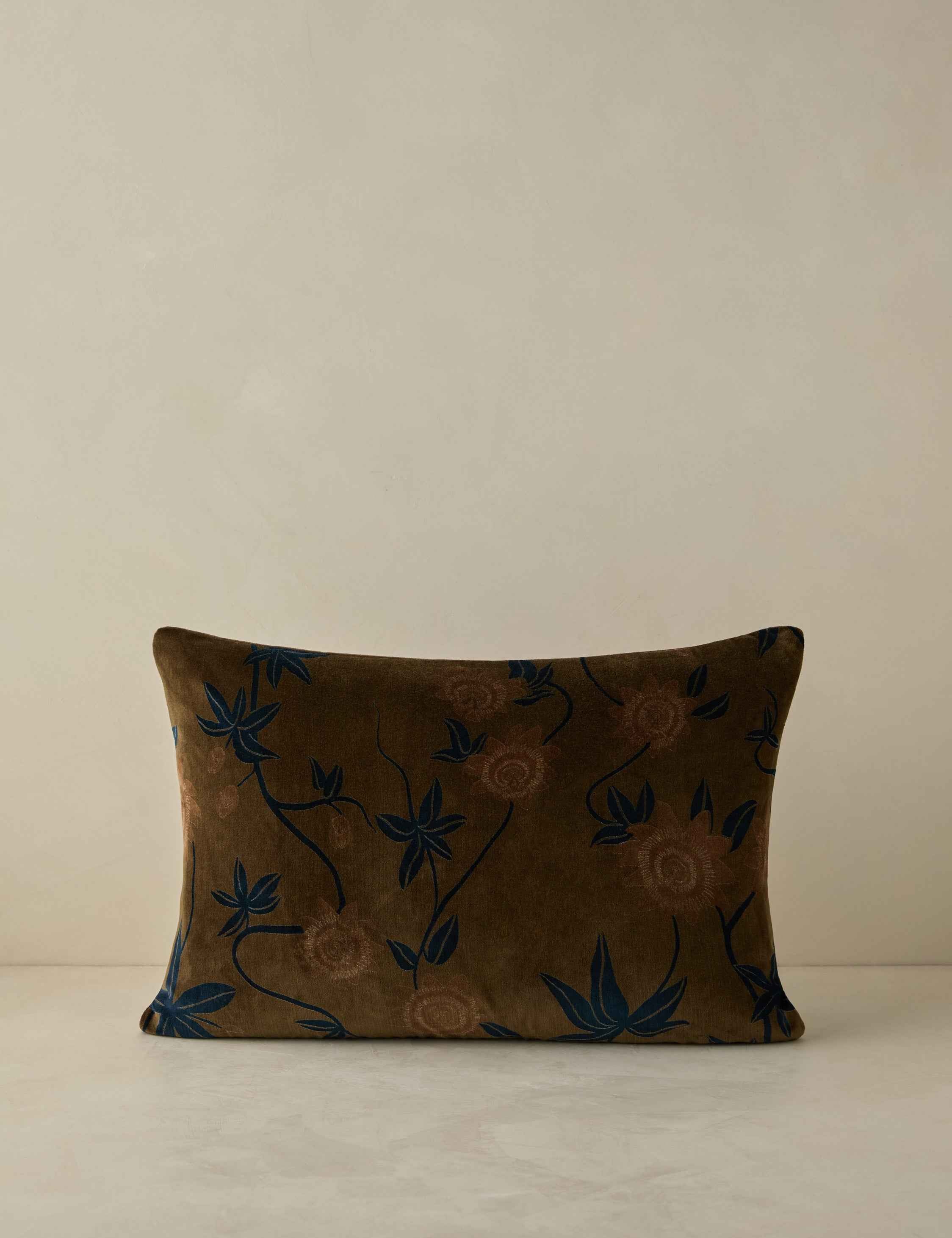 Riviera Velvet Pillow | Floral Print, Rich Palette