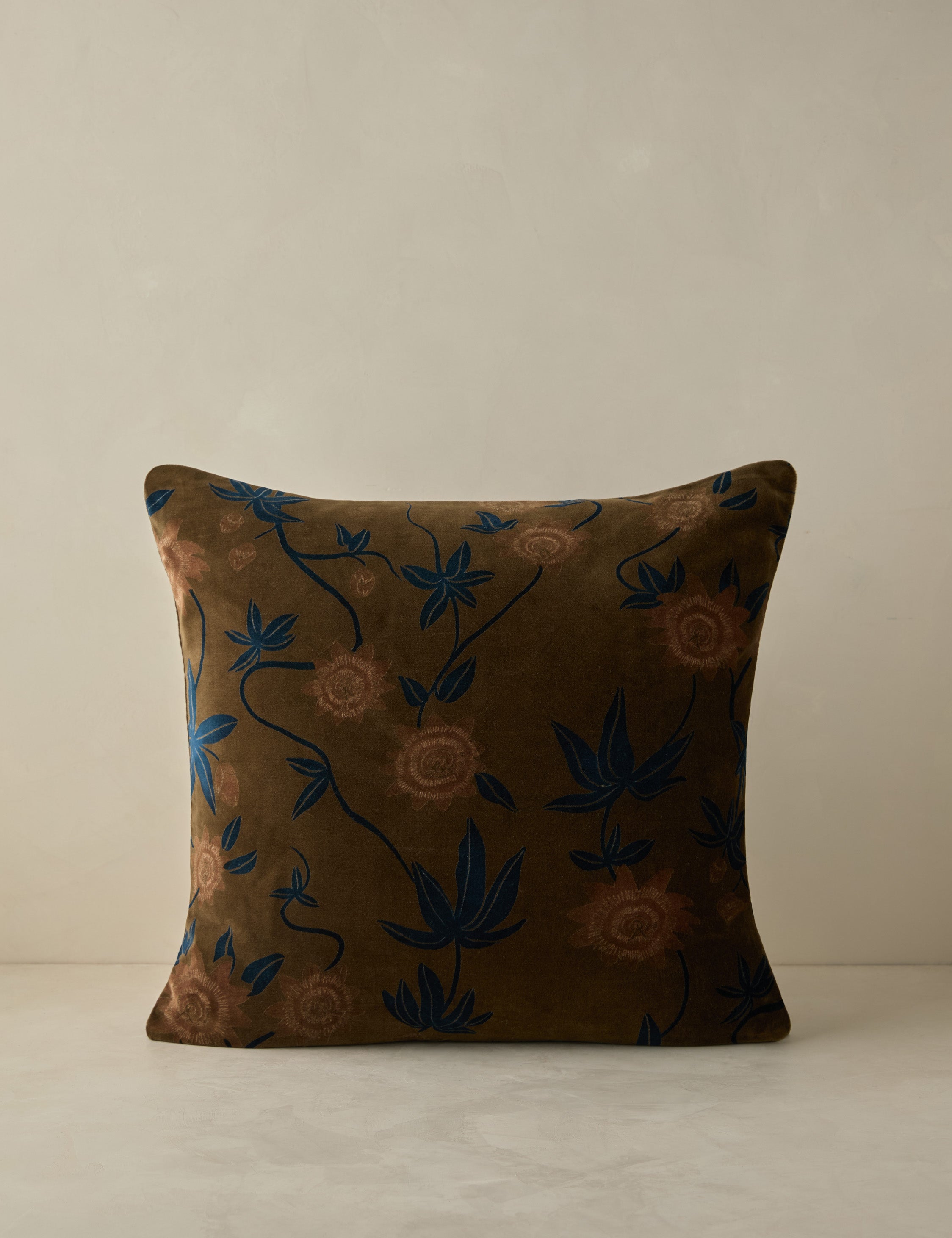 Riva Velvet Pillow | Floral Print, Rich Palette