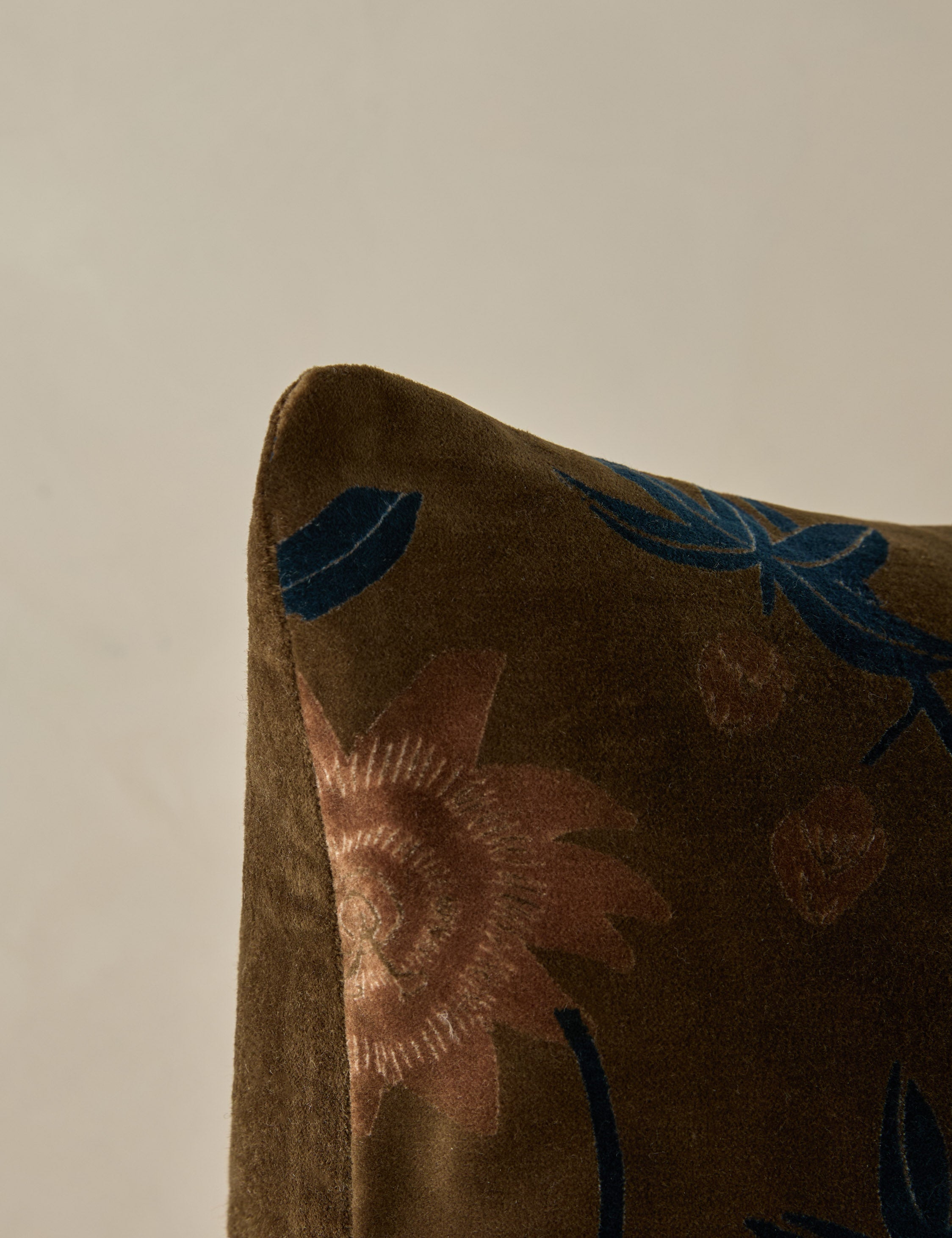 Riviera Velvet Pillow | Floral Print, Rich Palette