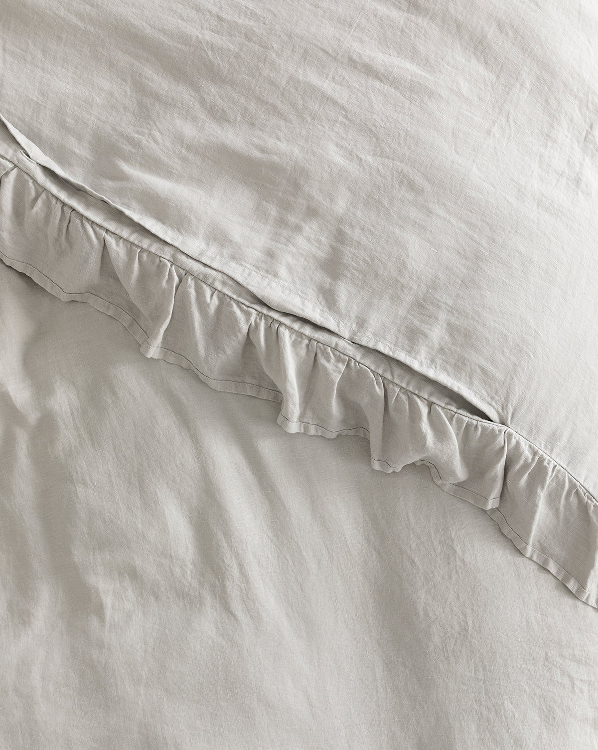 Bela Ruffle Linen Duvet Cover  100% Soft Linen, Romantic Design