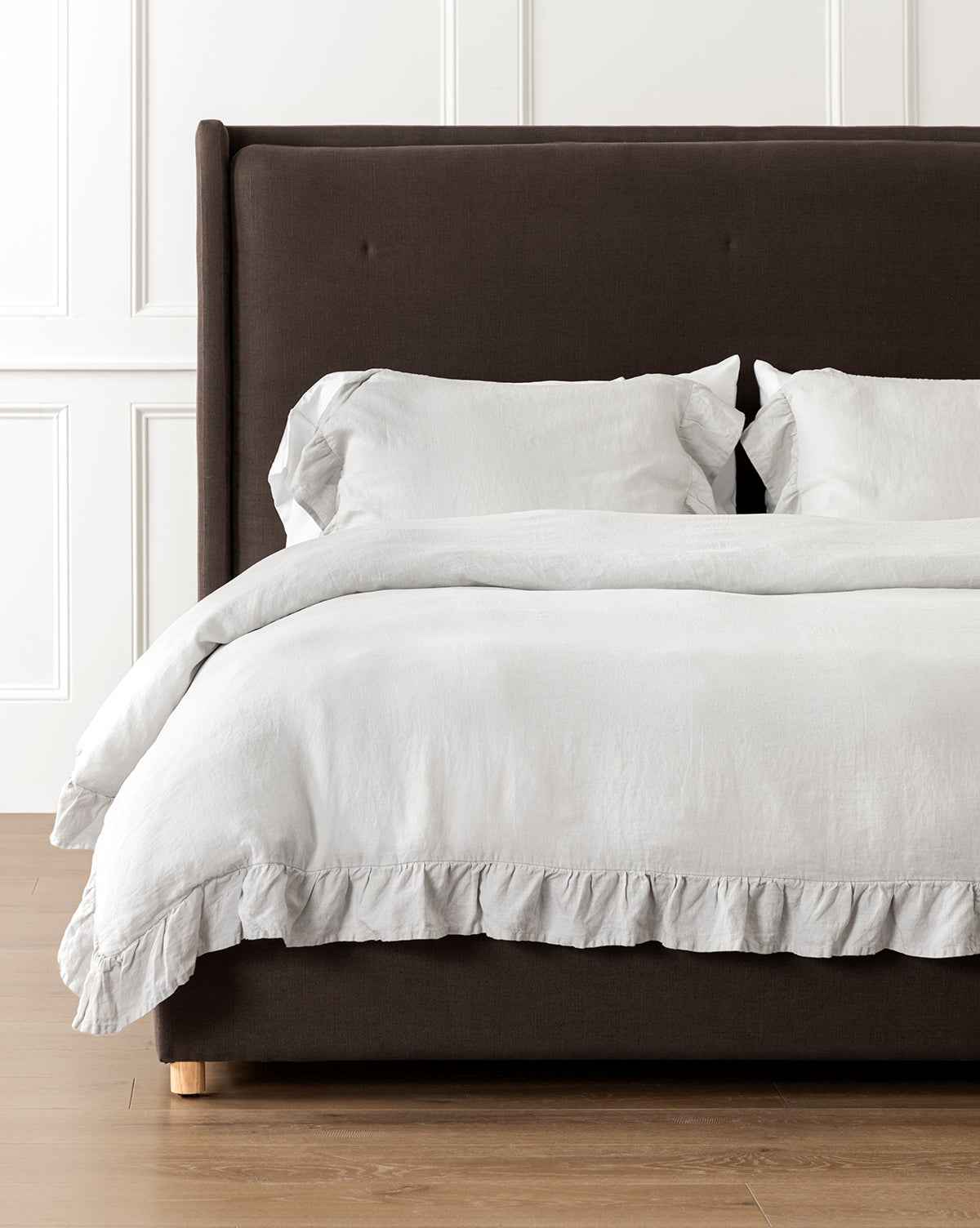Bela Ruffle Linen Duvet Cover  100% Soft Linen, Romantic Design