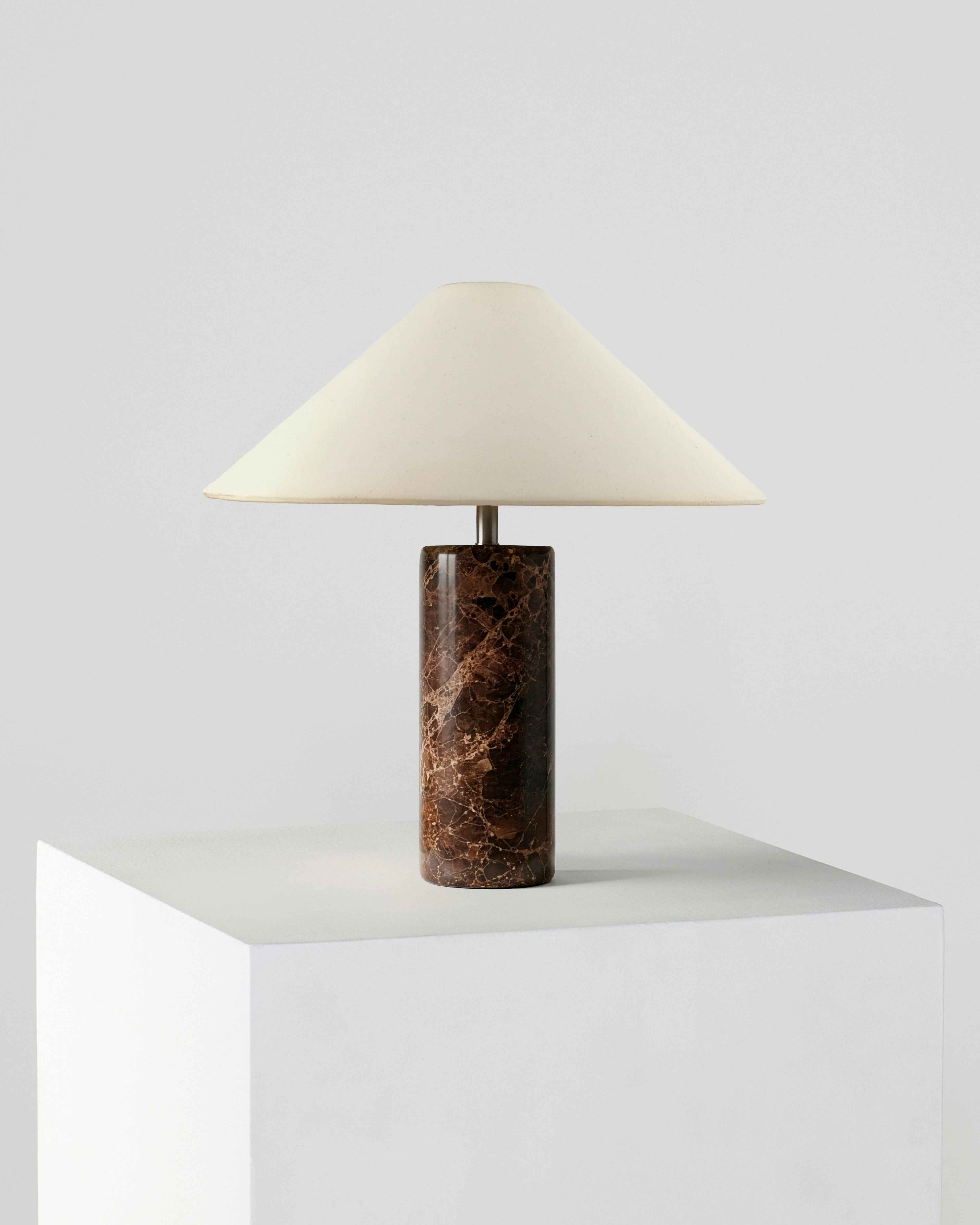 Raya Table Lamp | Elegant Brown Marble & Cotton Shade