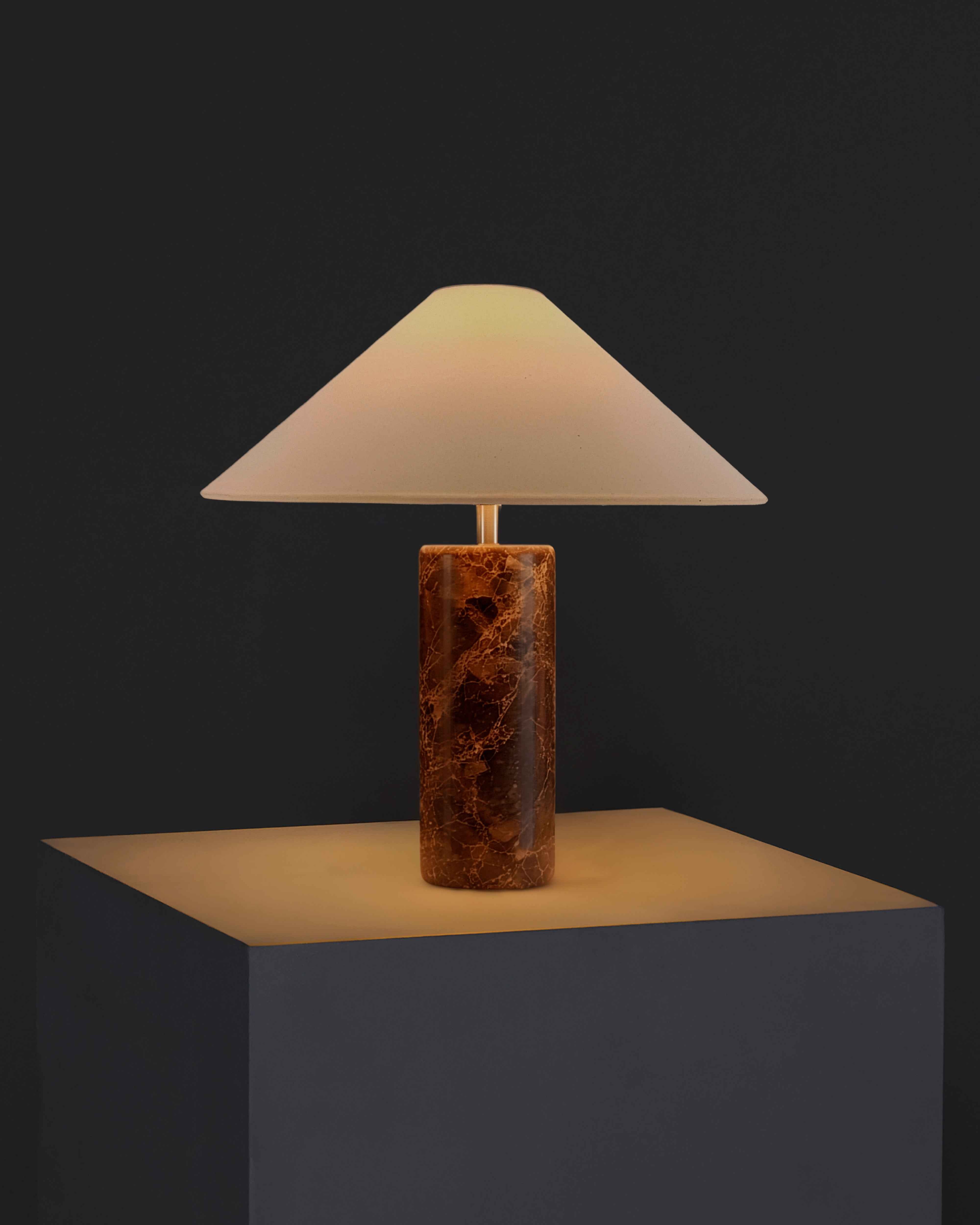 Raya Table Lamp | Elegant Brown Marble & Cotton Shade