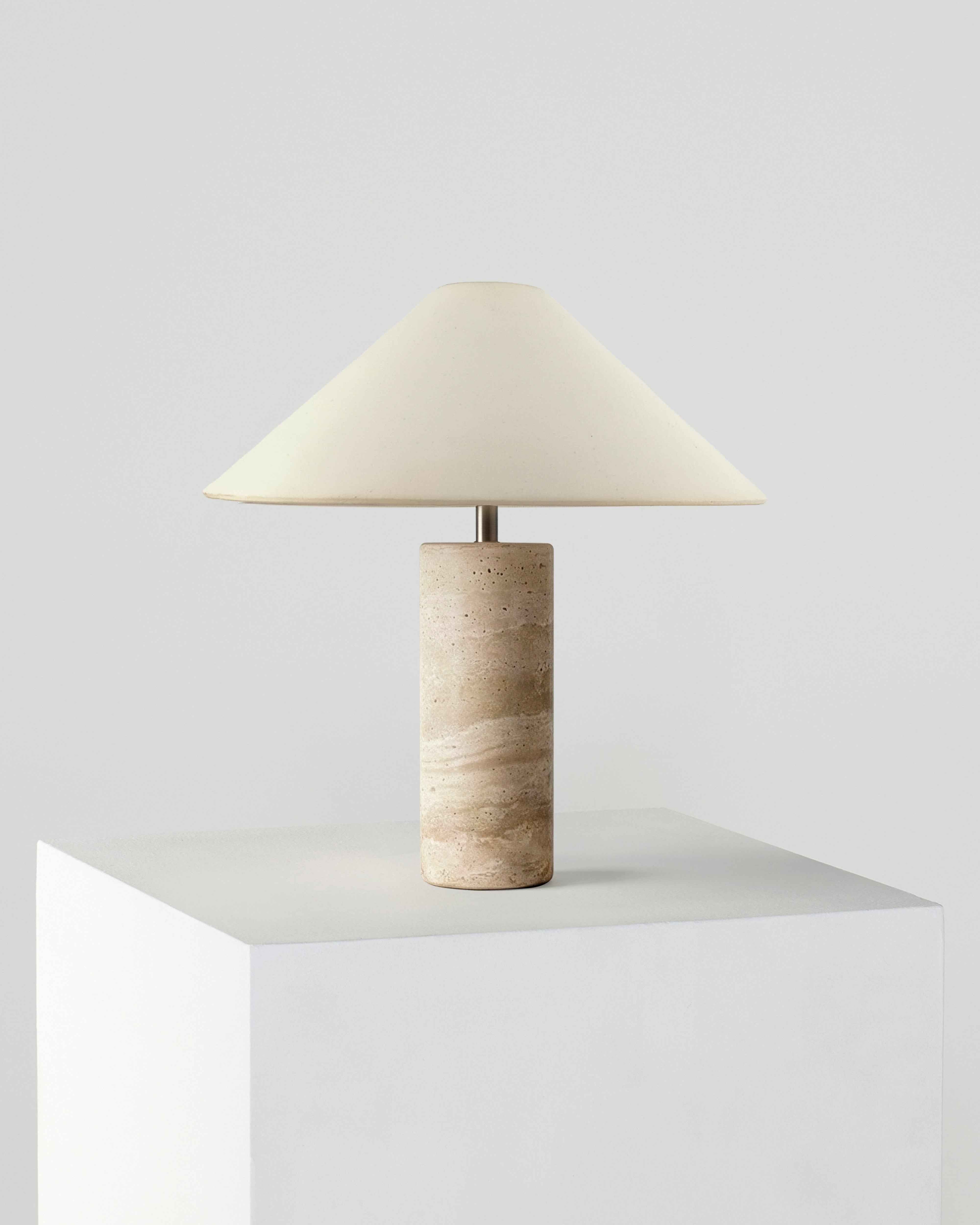 Raya Table Lamp | Elegant Brown Marble & Cotton Shade