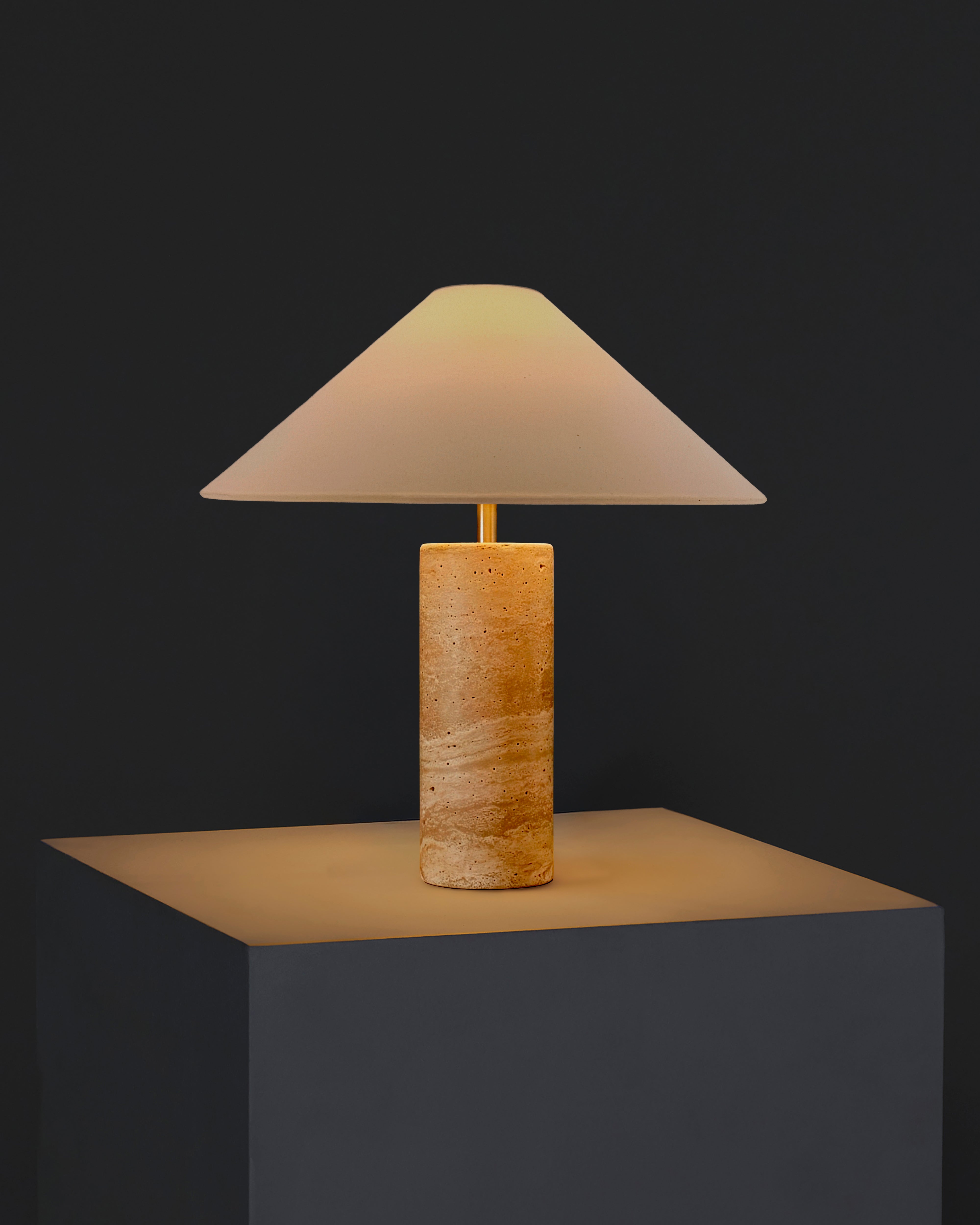 Raya Table Lamp | Elegant Brown Marble & Cotton Shade