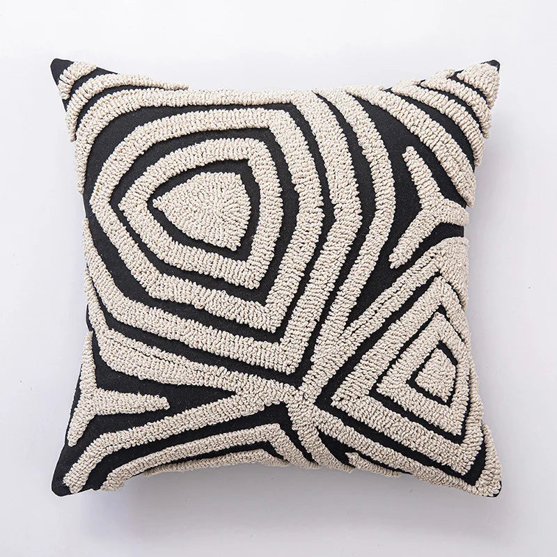 Luna Tufted Kussenhoes | Geometrisch Patroon, Zacht Katoen-Polyester