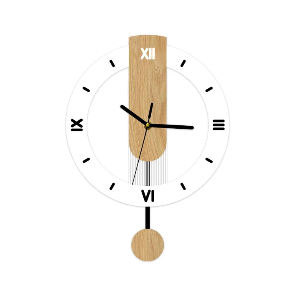 Bela Pendulum Wall Clock | Silent Quartz Movement, Modern Acrylic & Wood