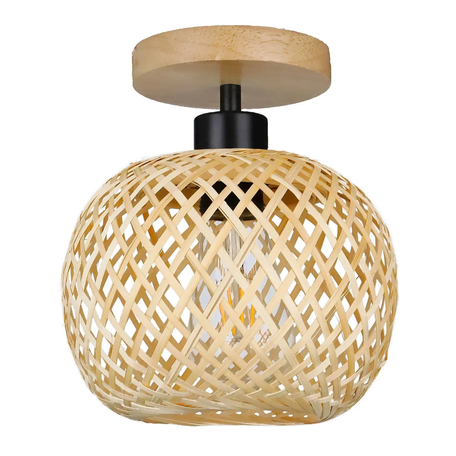 Bamboo Glow Ceiling Lamp | Handwoven Natural Design, Ambient Lighting