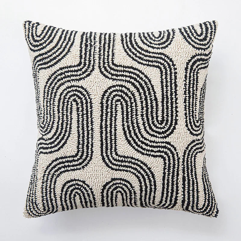 Luna Tufted Kussenhoes | Geometrisch Patroon, Zacht Katoen-Polyester
