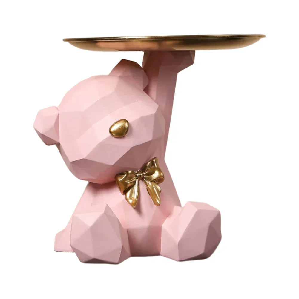 Kairo Geometric Bear Sculpture | Gold Tray, Modern Design