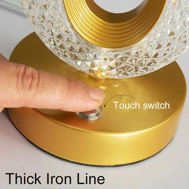 Blyss 3D Crystal LED Night Light | Touch Dimming, Rechargeable