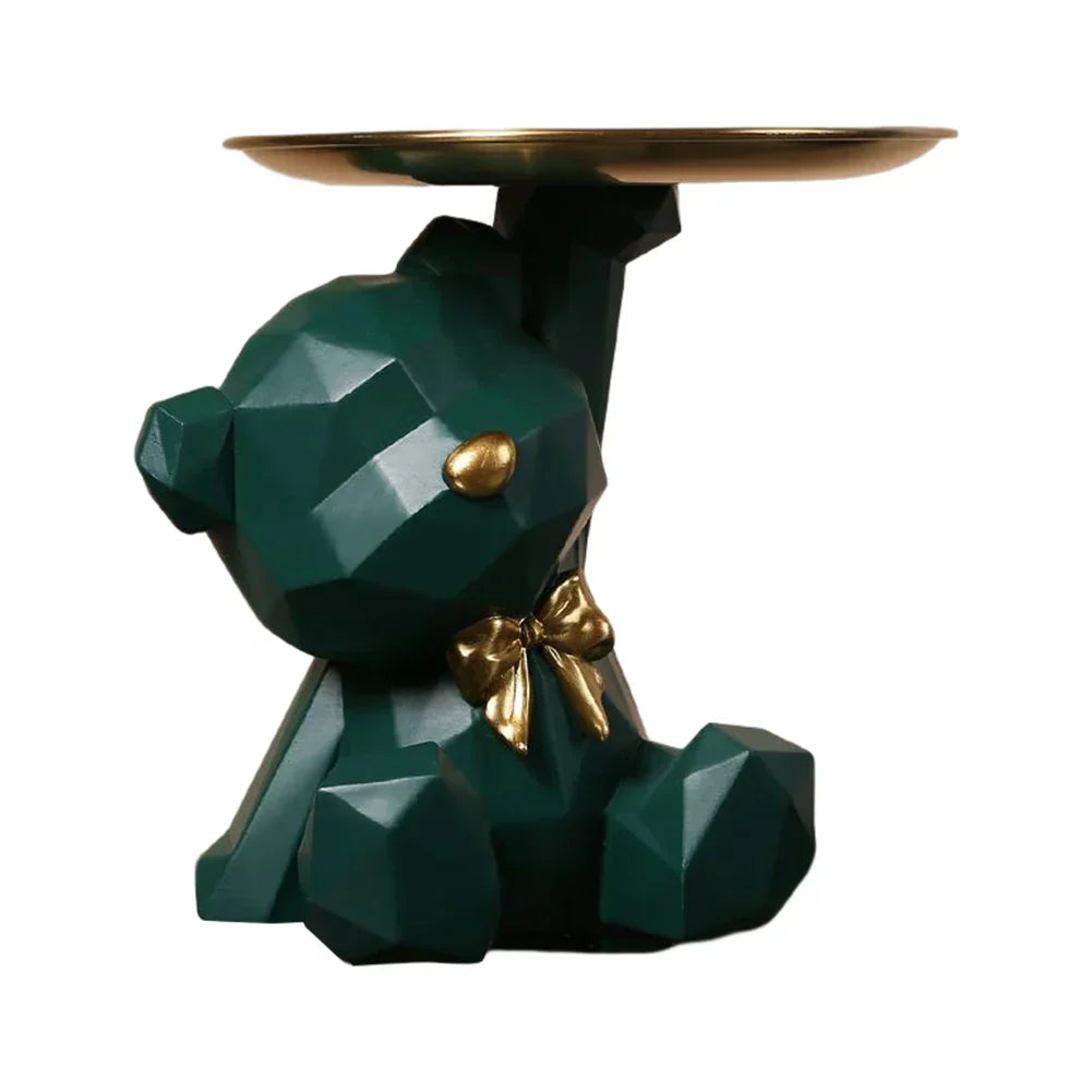 Kairo Geometric Bear Sculpture | Gold Tray, Modern Design
