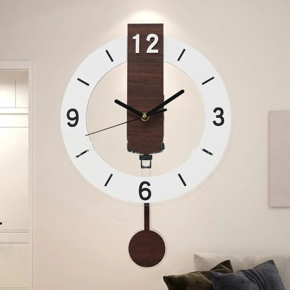 Bela Pendulum Wall Clock | Silent Quartz Movement, Modern Acrylic & Wood