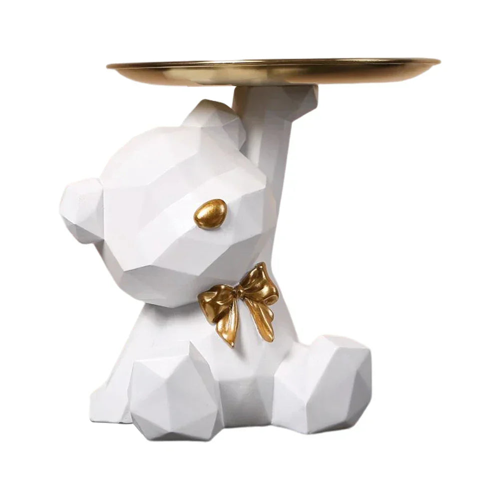 Kairo Geometric Bear Sculpture | Gold Tray, Modern Design