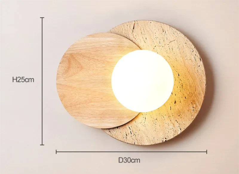 Bela Wabi-Sabi Wall Lamp | Natural Stone & Wood, Soft Ambient Glow
