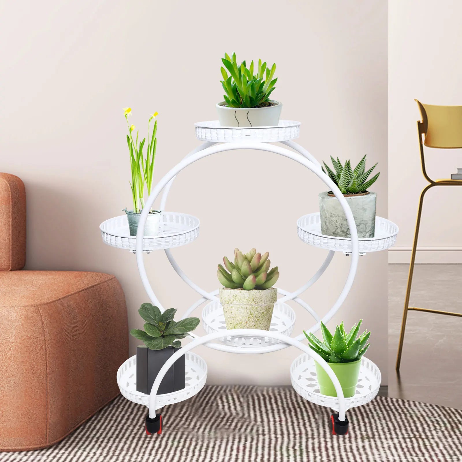 Bela Metal Plant Stand | 6-Tier with Wheels, Indoor & Outdoor Use