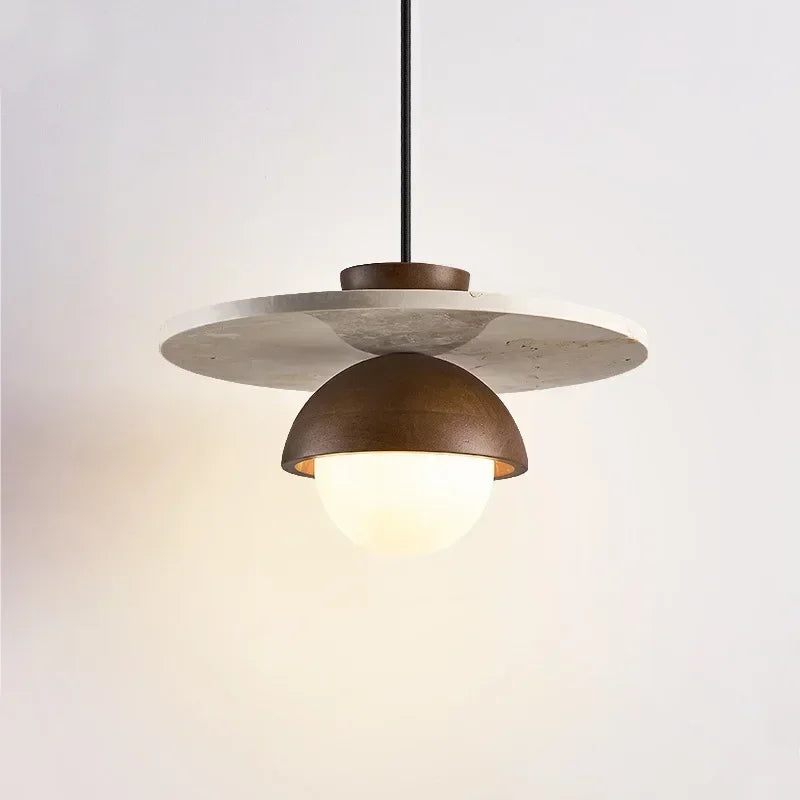 Boreal Pendant Light | Walnut & Stone LED Chandelier