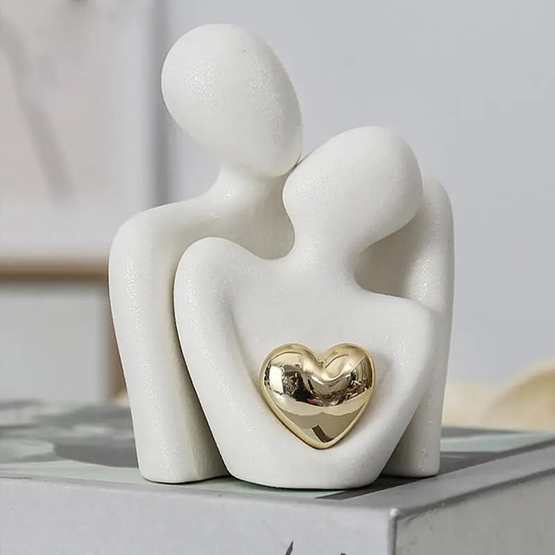 Bello Keramiek Beeld | Minimalistisch met Gouden Hartdetail
