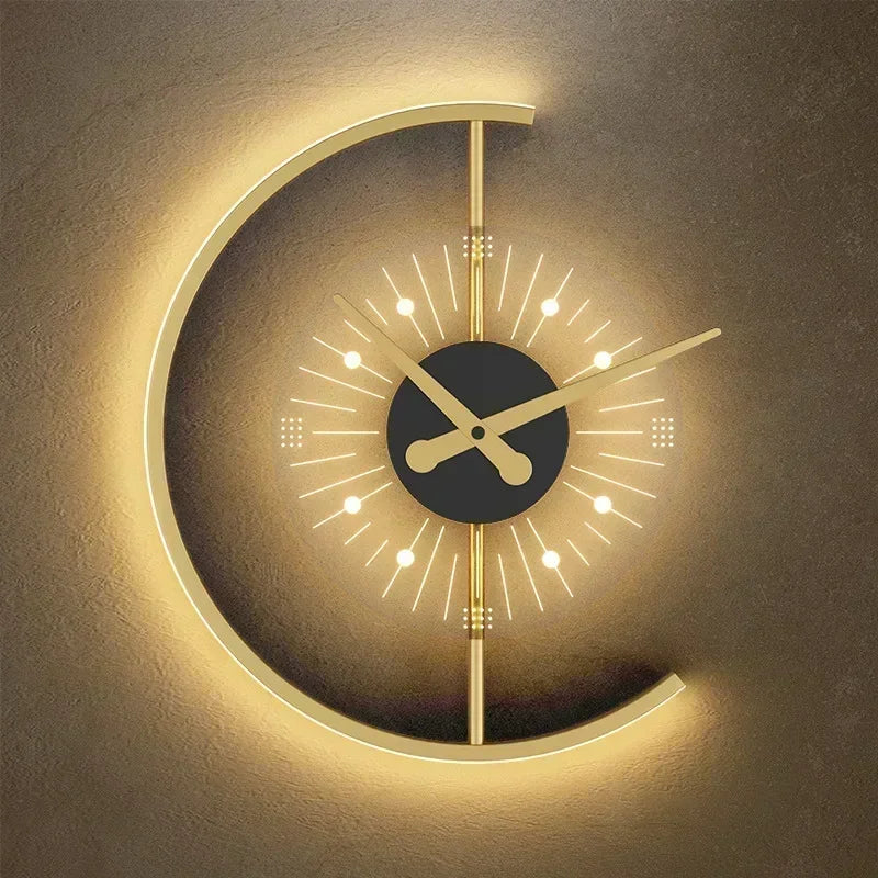 Luna LED Wall Lamp Clock | Post-Modern Design, Soft Ambient Light