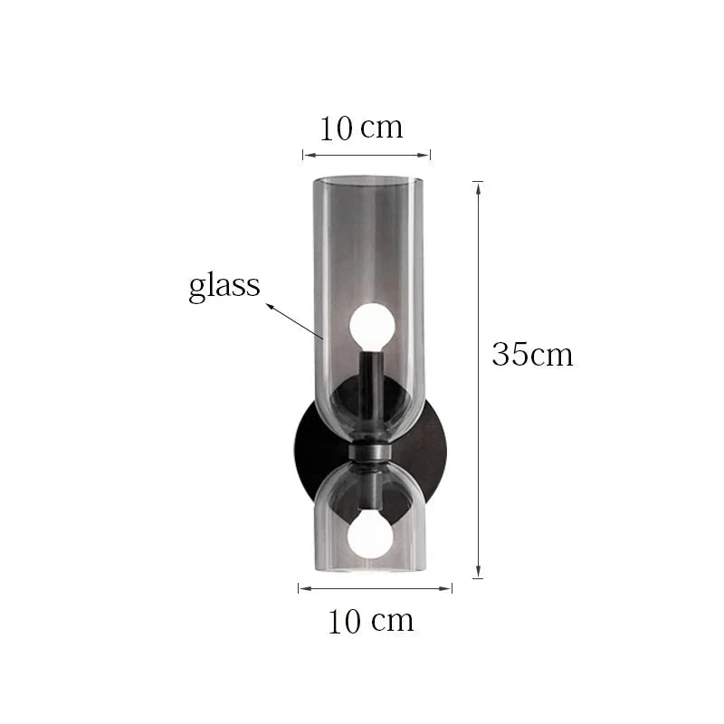 Bela Glass Wall Lamp | Smoked Tube Design, Up & Down Lighting