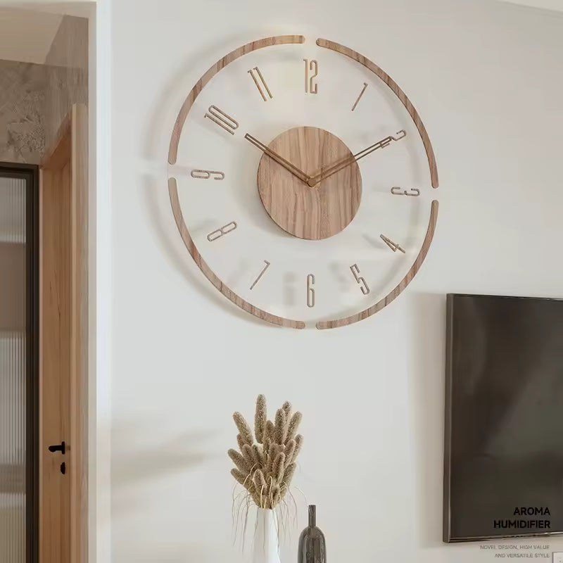 Belo Wall Clock | Silent Quartz, Wood & Acrylic Design