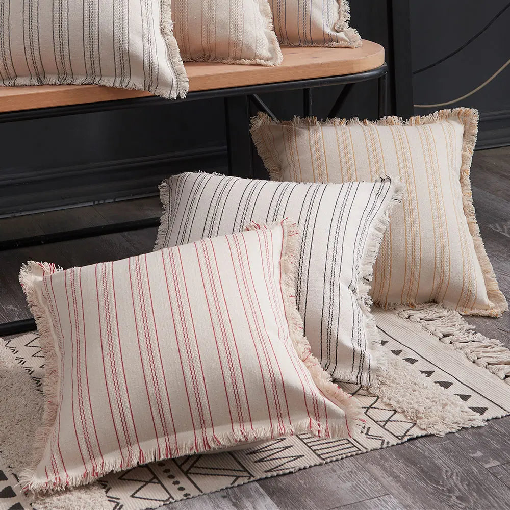 Bela Jacquard Kussenhoes | Luxe Textuur met Fijne Franje Details