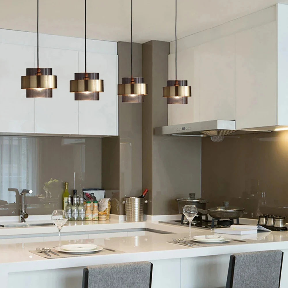 Brio Pendant Light | Smoked Glass & Brass Design