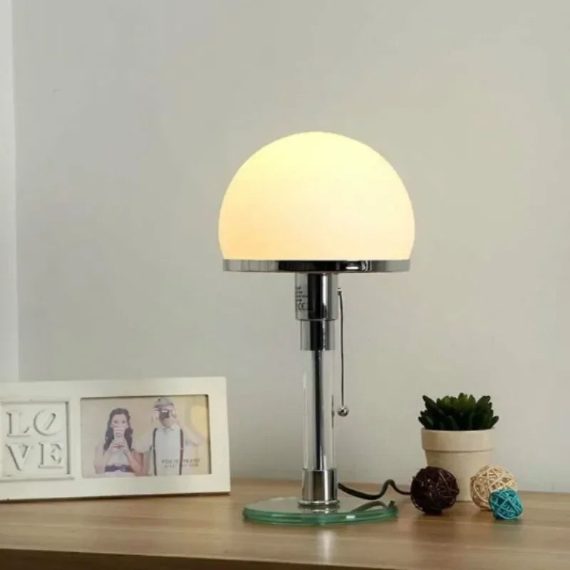 Bela Table Lamp | Frosted Glass Shade, Chrome Base